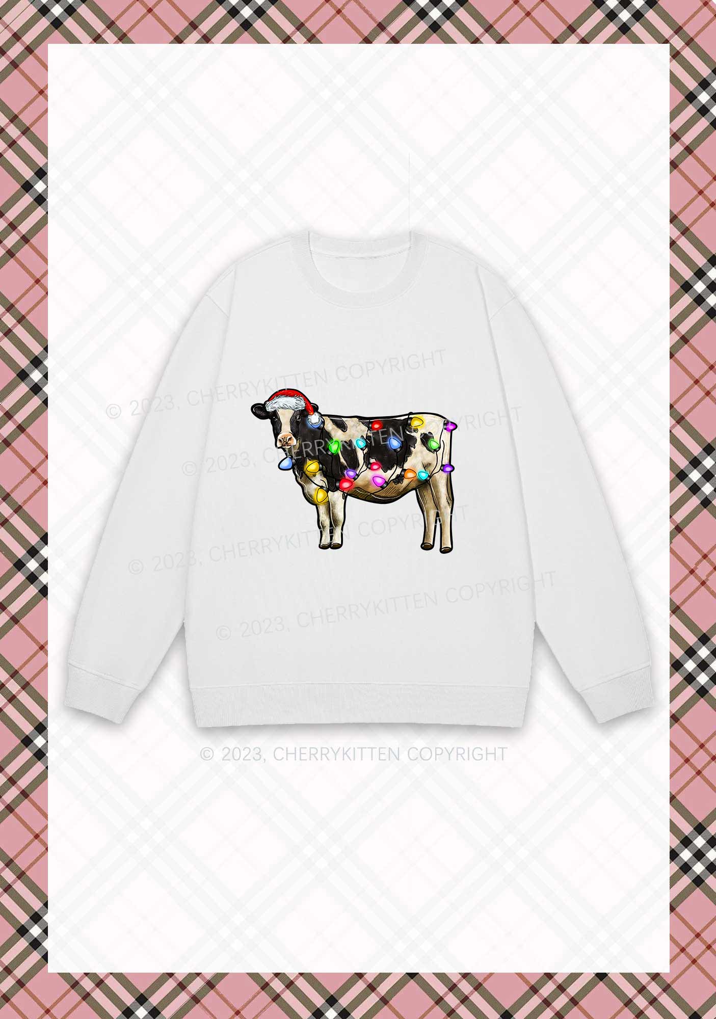 Christmas Cow Y2K Sweatshirt Cherrykitten - Image 3