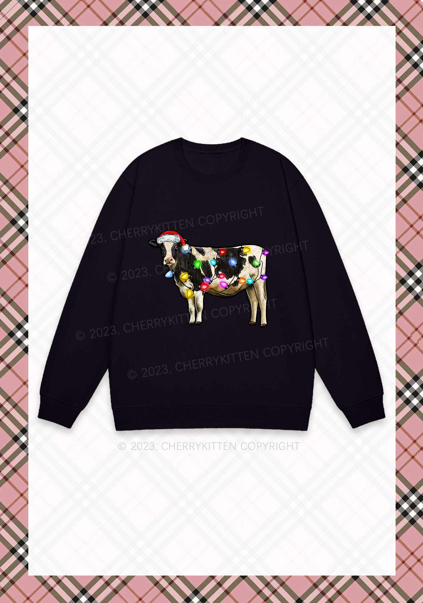 Christmas Cow Y2K Sweatshirt Cherrykitten - Image 4