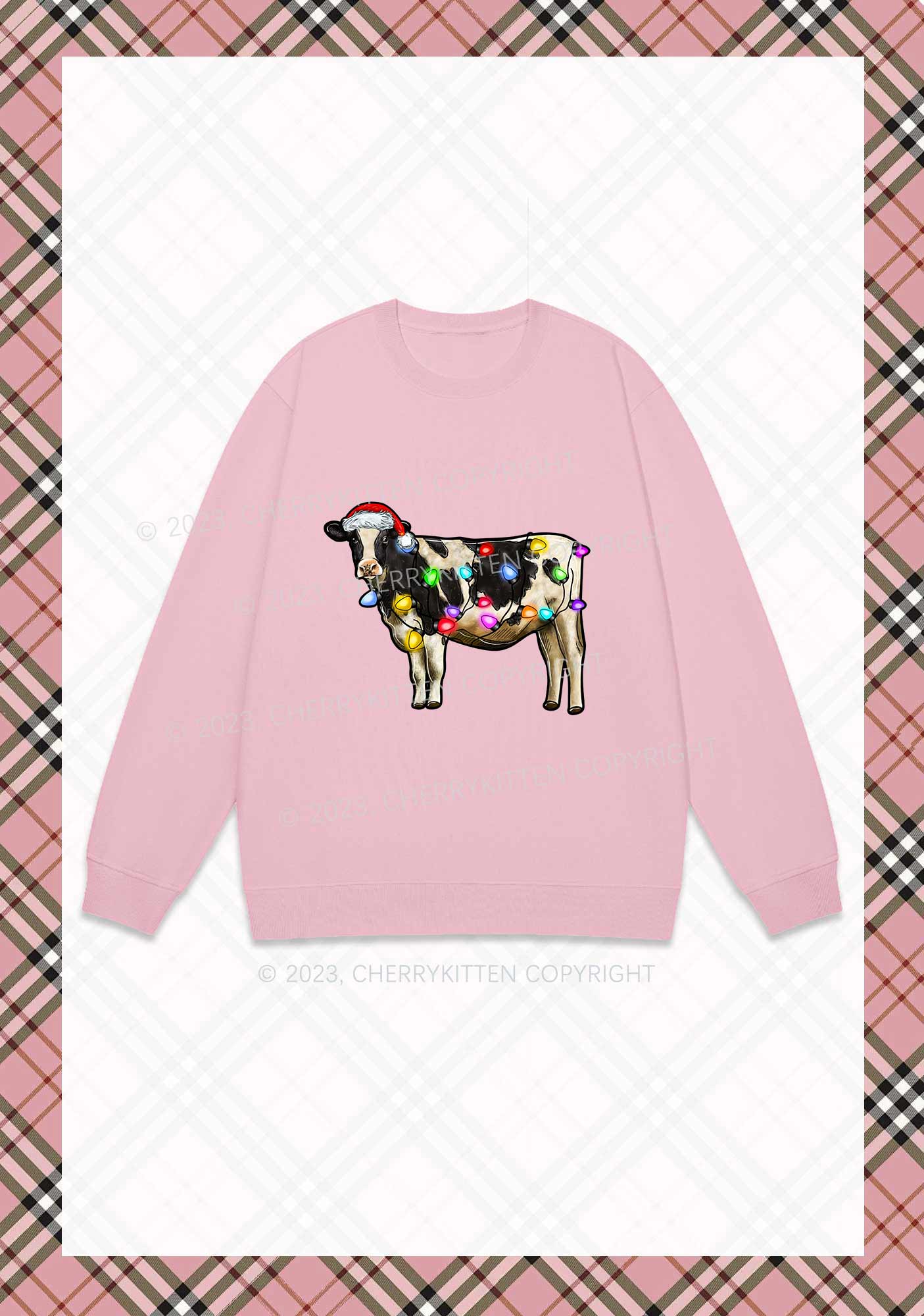 Christmas Cow Y2K Sweatshirt Cherrykitten - Image 6