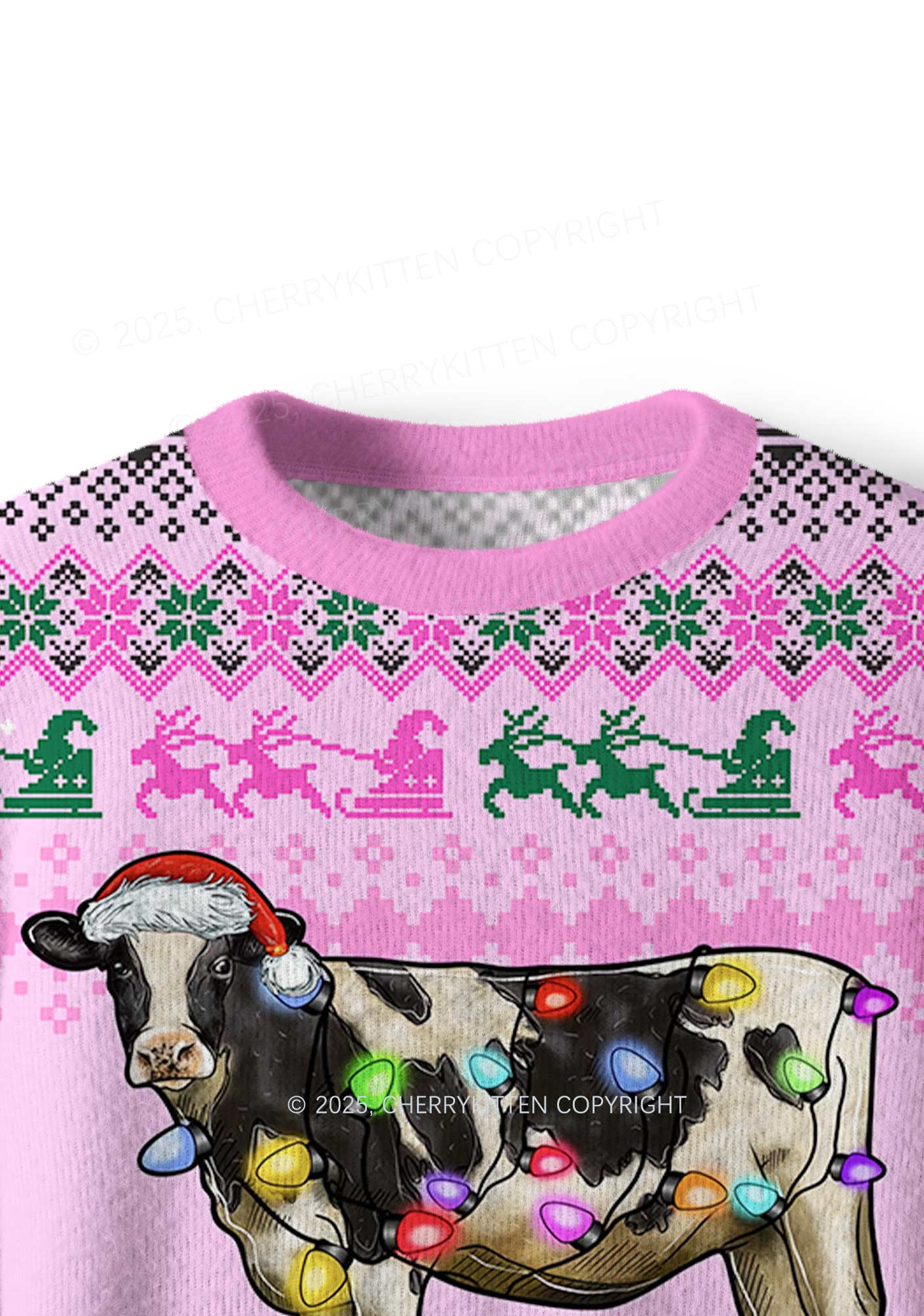 Christmas Cow Y2K Christmas Knit Sweatshirt Cherrykitten - Image 5