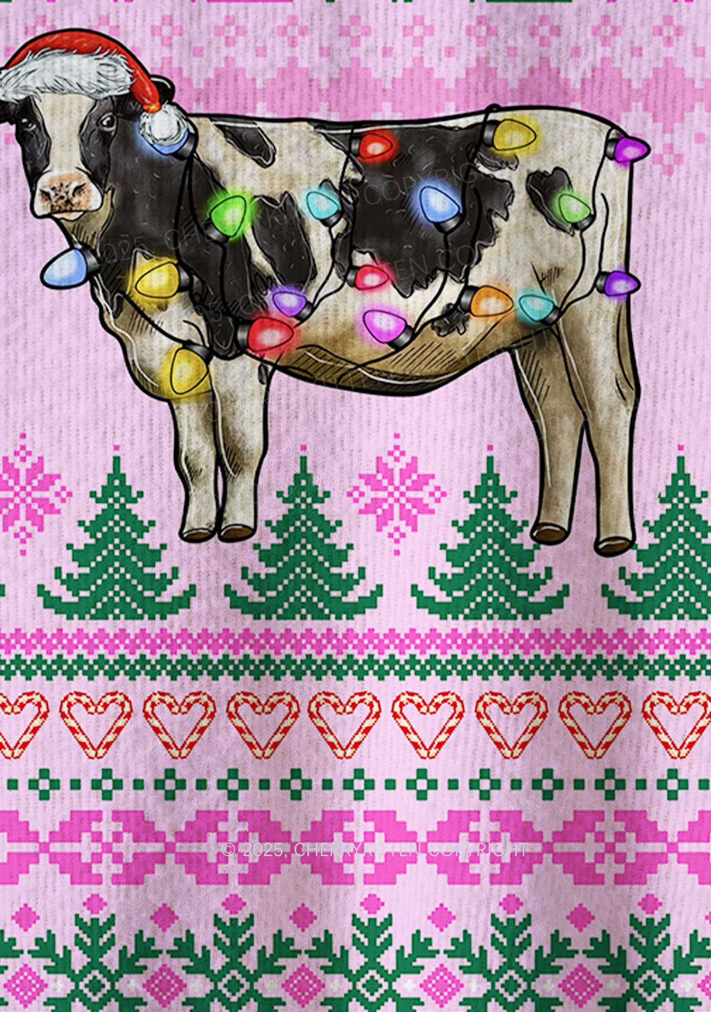 Christmas Cow Y2K Christmas Knit Sweatshirt Cherrykitten - Image 6