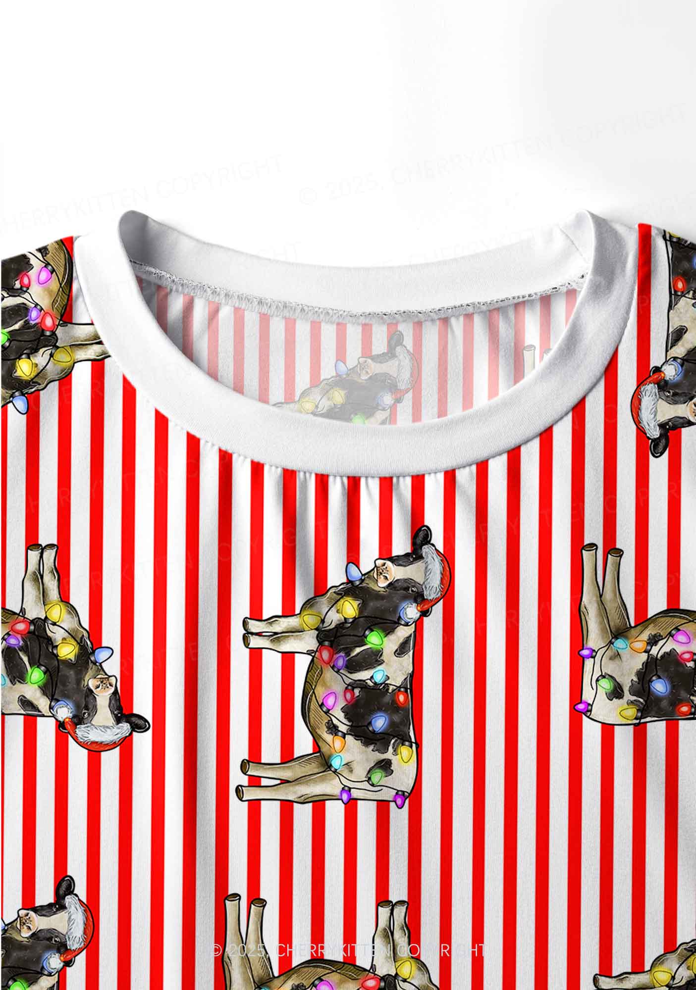 Christmas Cow Y2K Print Long Sleeve Pajama Set Cherrykitten - Image 4