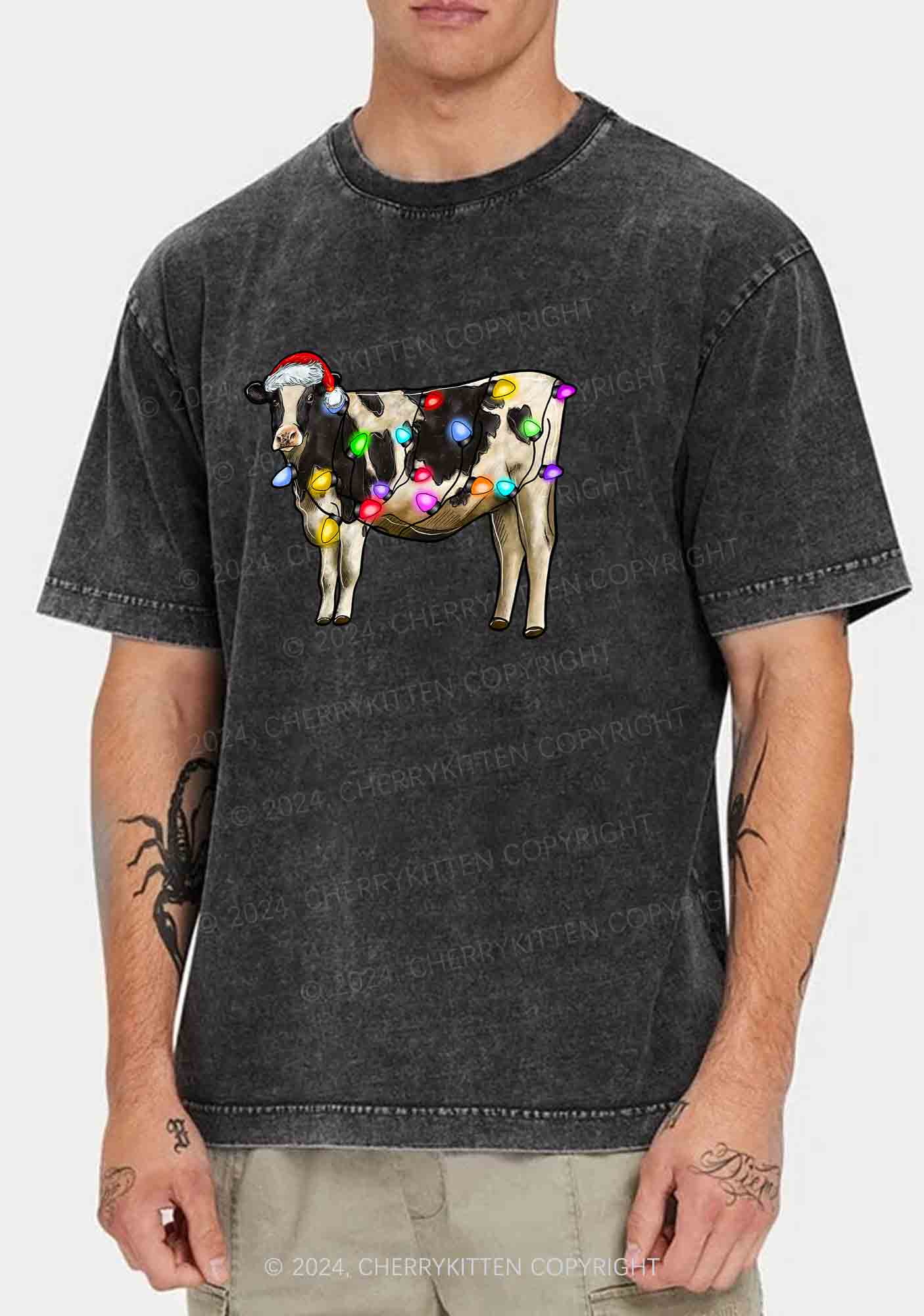 Christmas Cow Y2K Washed Tee Cherrykitten - Image 2