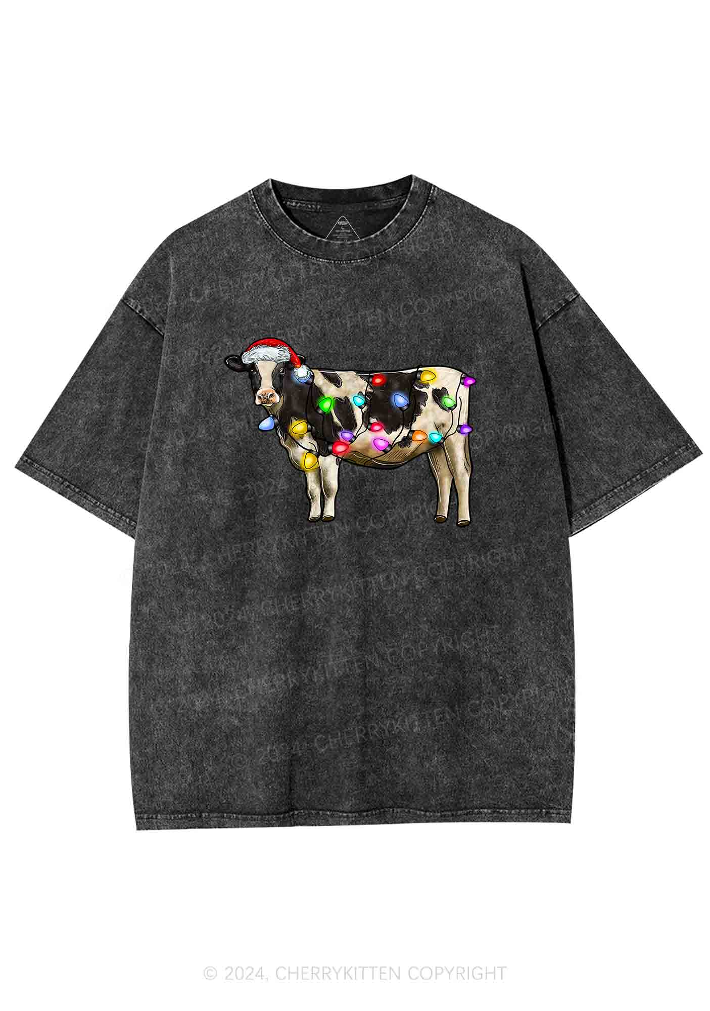 Christmas Cow Y2K Washed Tee Cherrykitten - Image 3