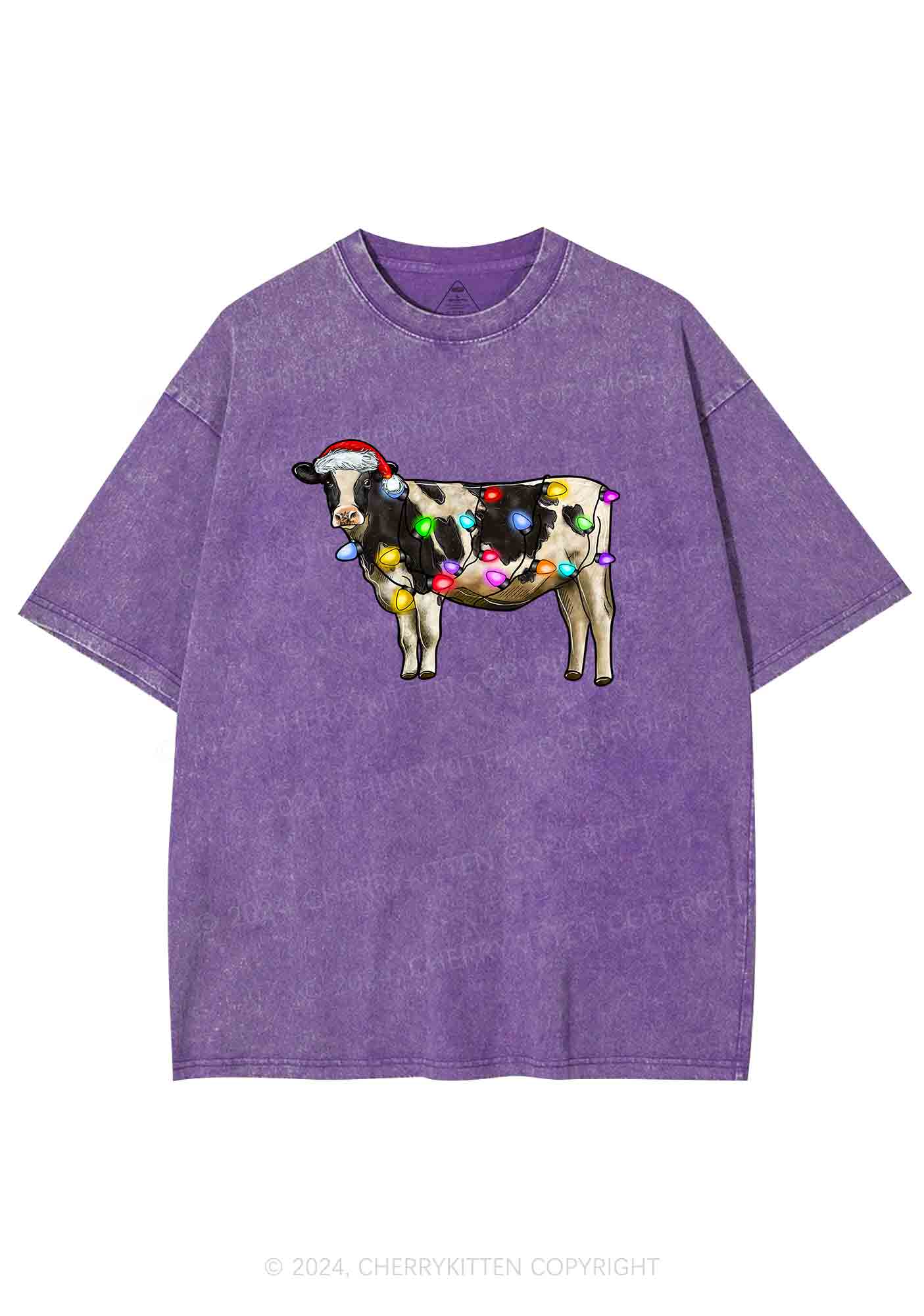 Christmas Cow Y2K Washed Tee Cherrykitten - Image 4