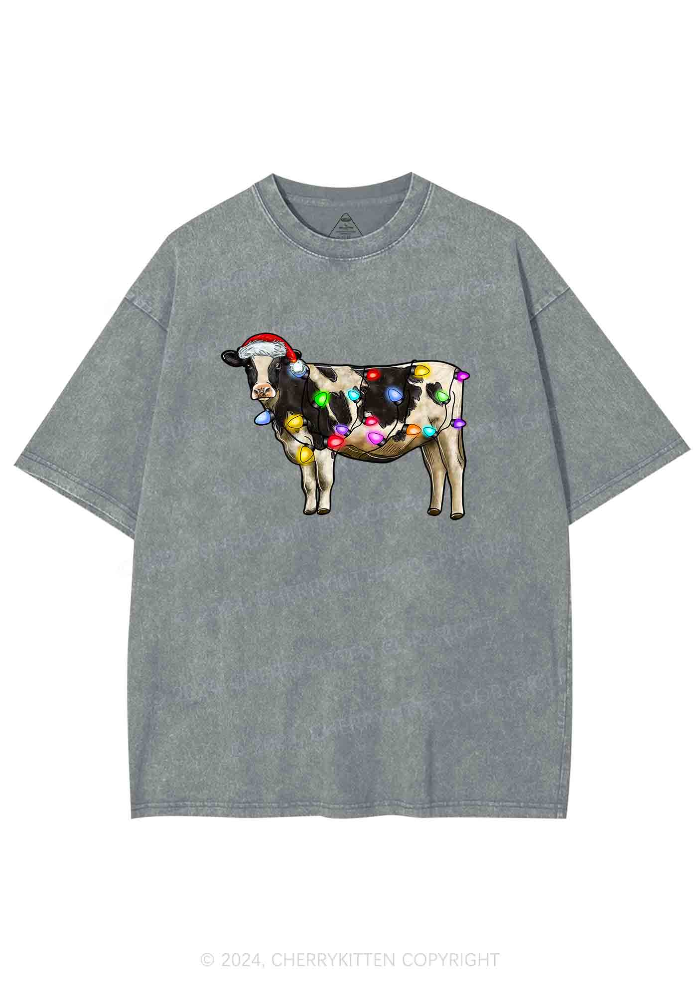 Christmas Cow Y2K Washed Tee Cherrykitten - Image 5