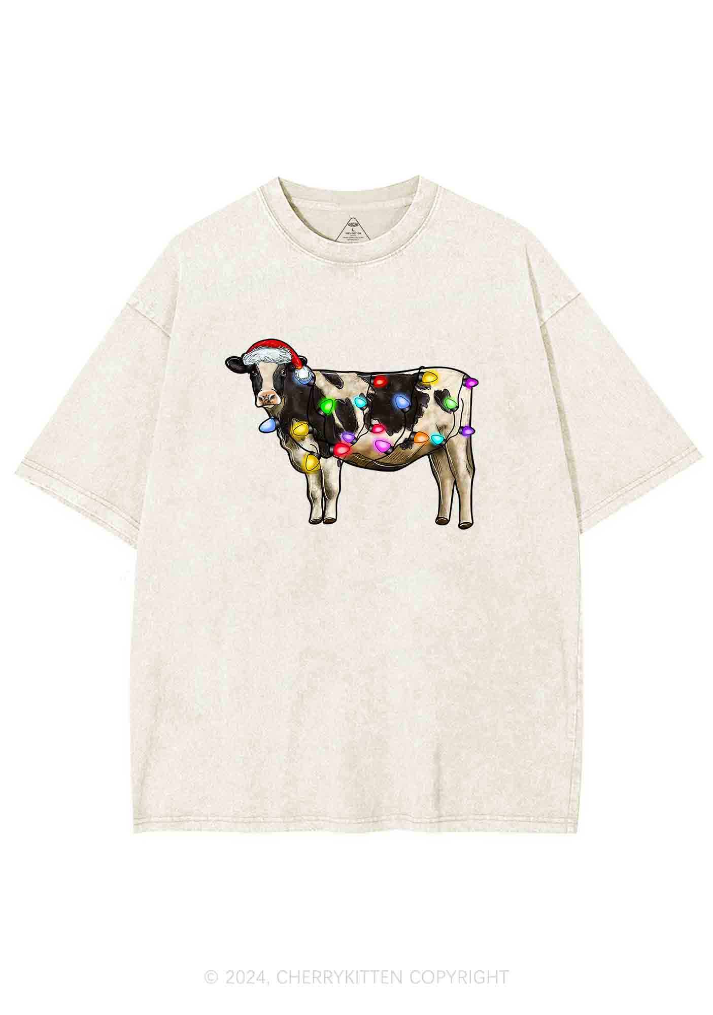 Christmas Cow Y2K Washed Tee Cherrykitten - Image 7