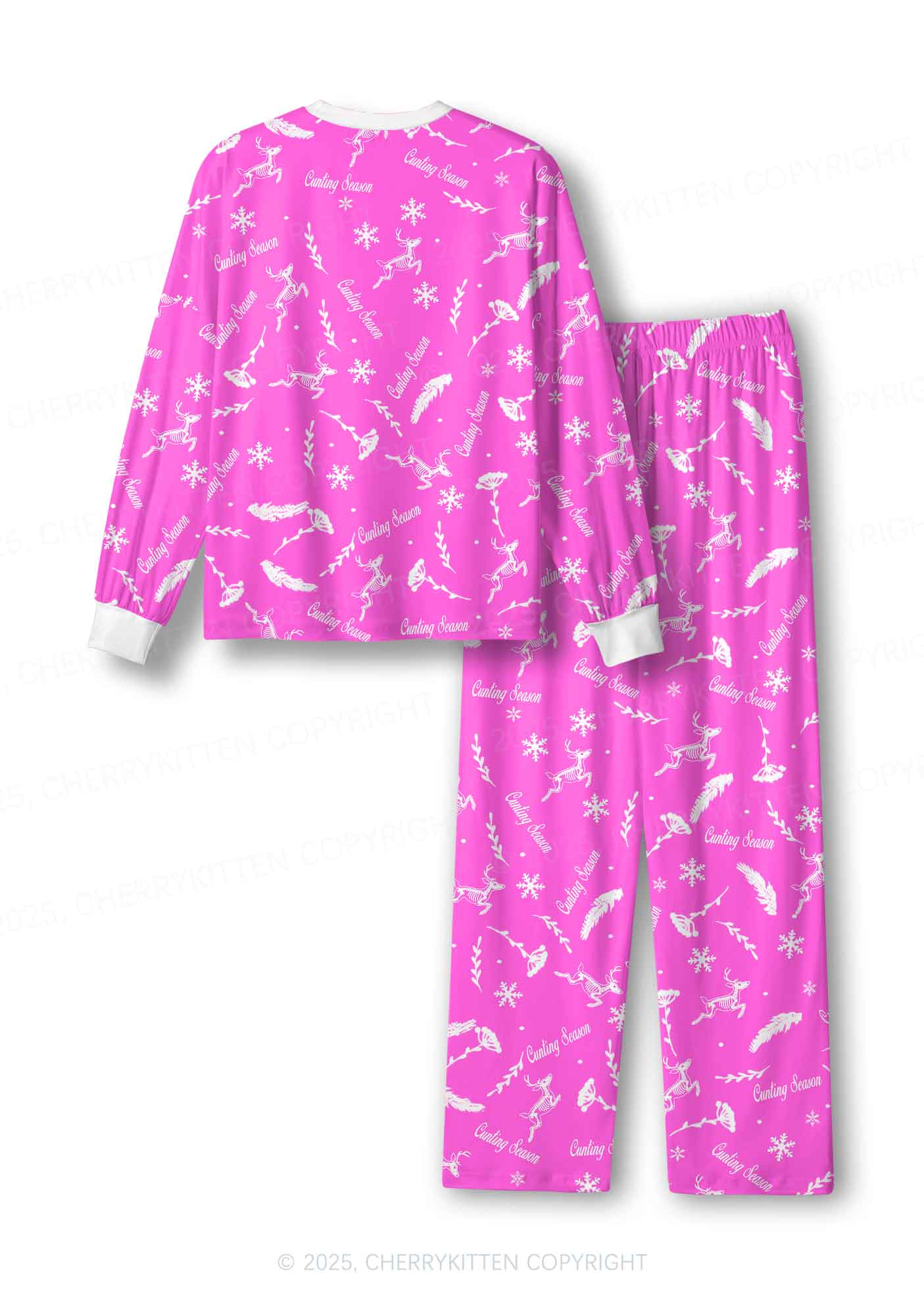 Christmas Cunting Season Y2K Print Long Sleeve Pajama Set Cherrykitten - Image 3