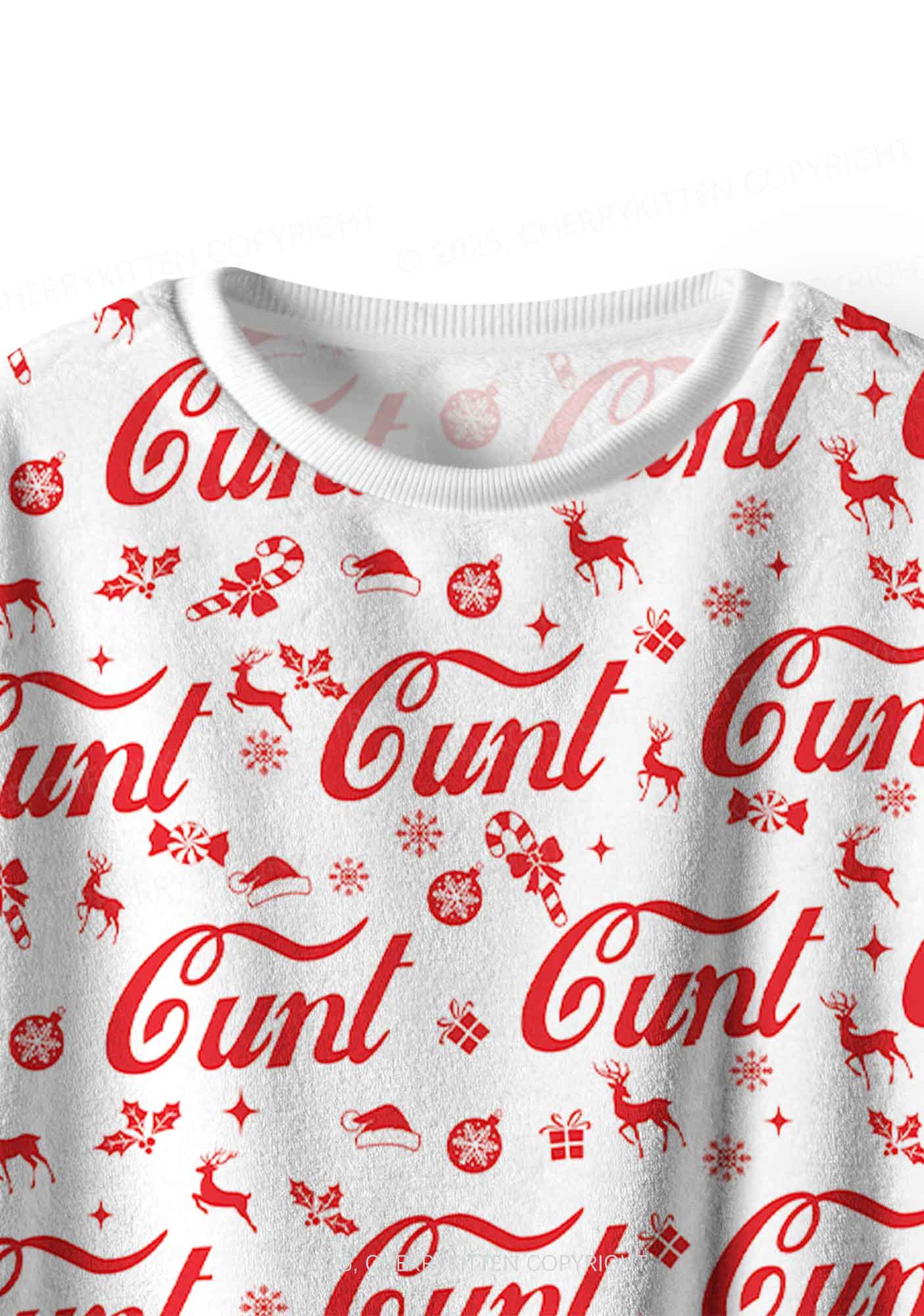 Christmas Cxxt Y2K Fleece Long Sleeve Pajama Set Cherrykitten - Image 4