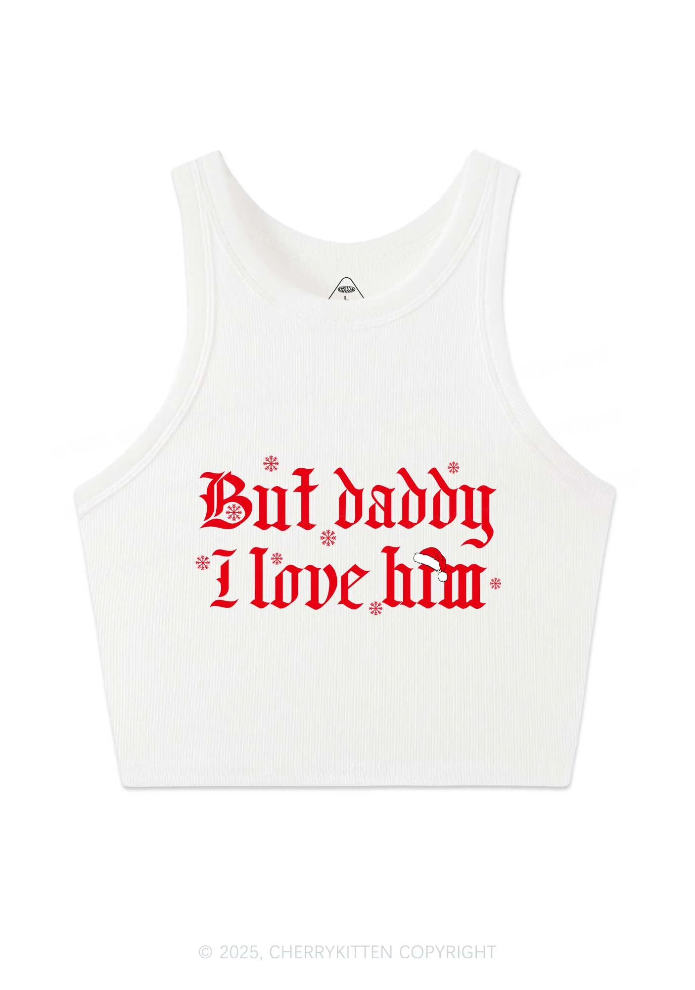 Christmas Daddy I Love Him Y2K Crop Tank Top Cherrykitten - Image 3