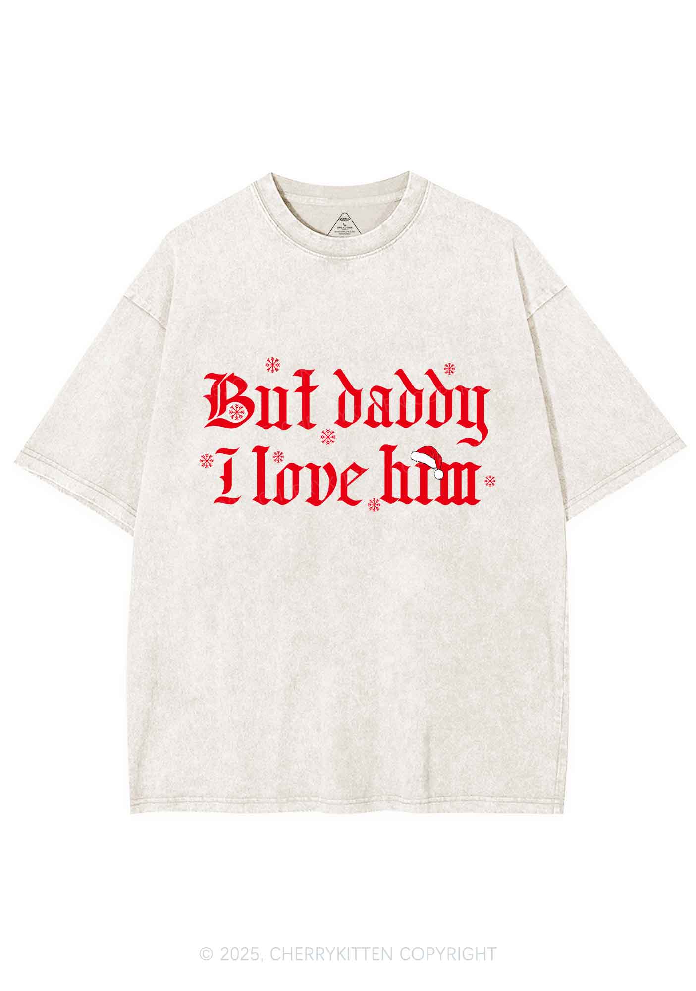 Christmas Daddy I Love Him Y2K Shirts Washed Tee Cherrykitten - Image 3