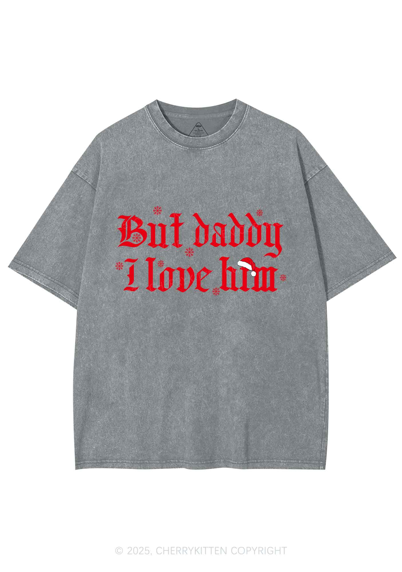 Christmas Daddy I Love Him Y2K Shirts Washed Tee Cherrykitten - Image 6