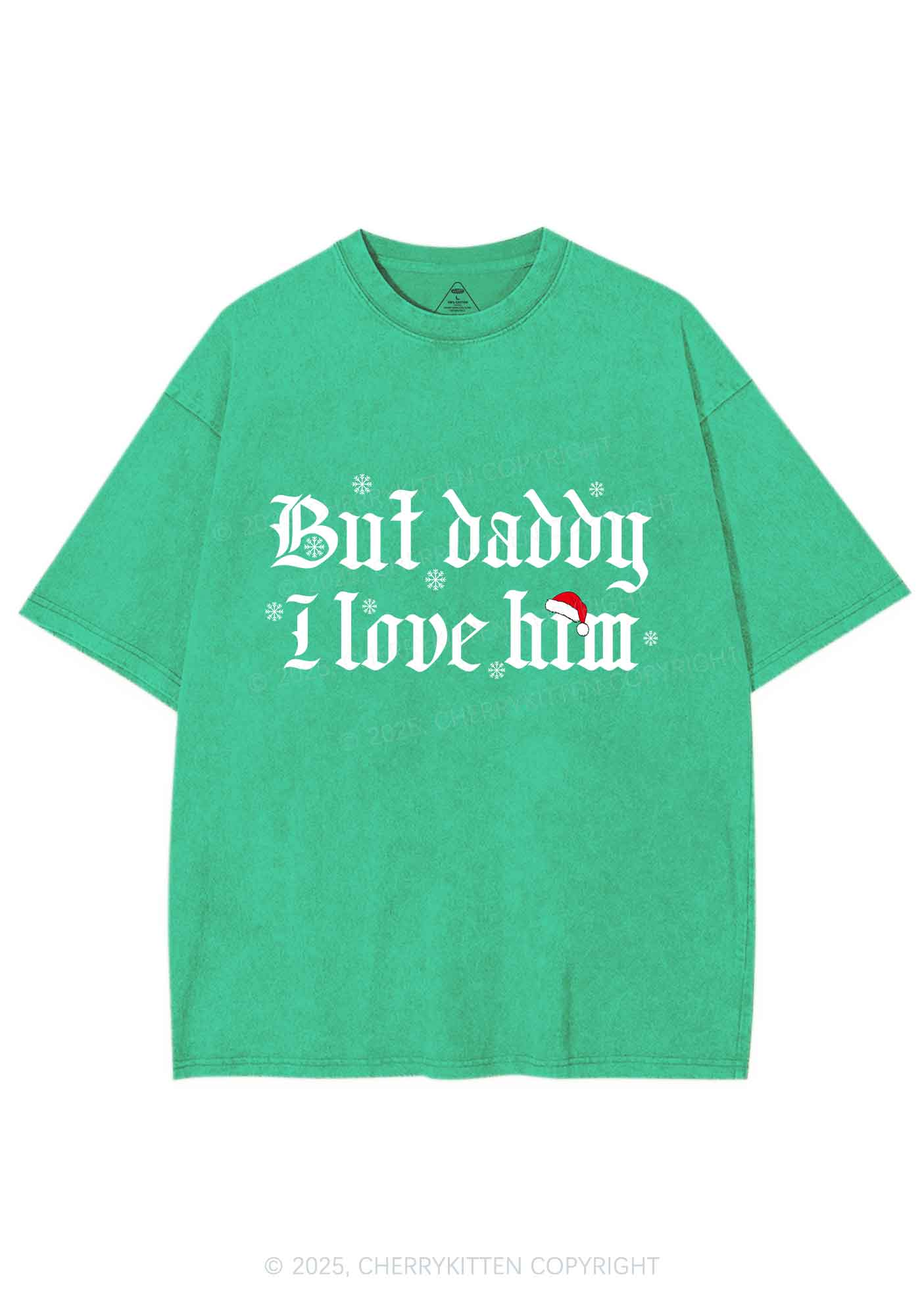 Christmas Daddy I Love Him Y2K Shirts Washed Tee Cherrykitten - Image 7