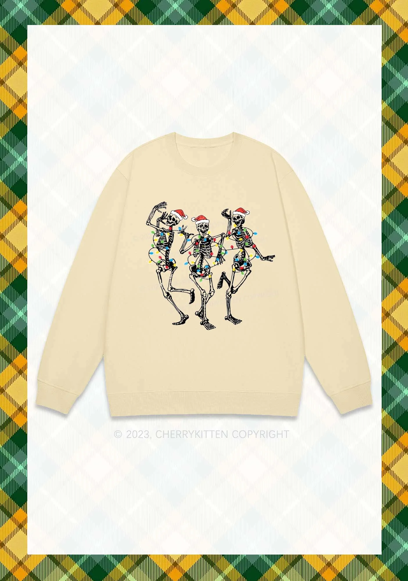 Christmas Dancing Skeletons Y2K Sweatshirt Cherrykitten - Image 3