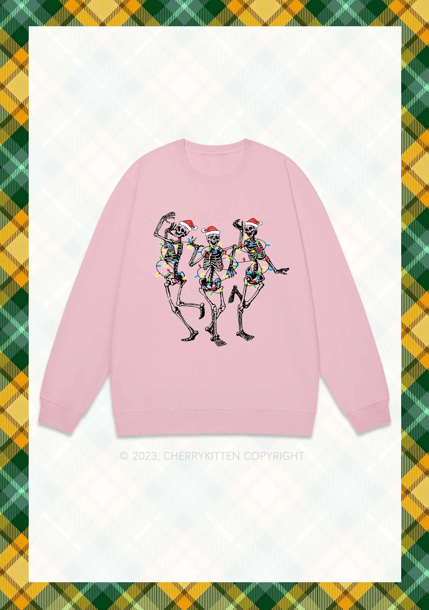 Christmas Dancing Skeletons Y2K Sweatshirt Cherrykitten - Image 4