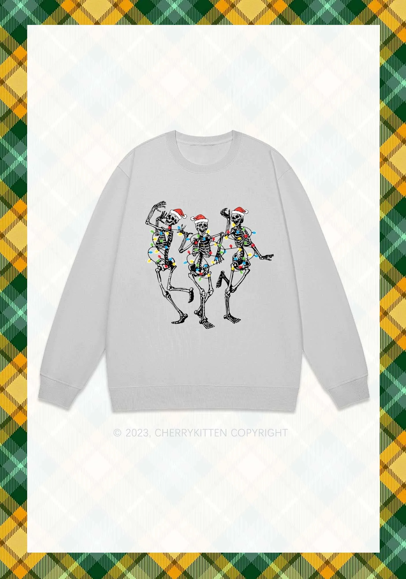 Christmas Dancing Skeletons Y2K Sweatshirt Cherrykitten - Image 5
