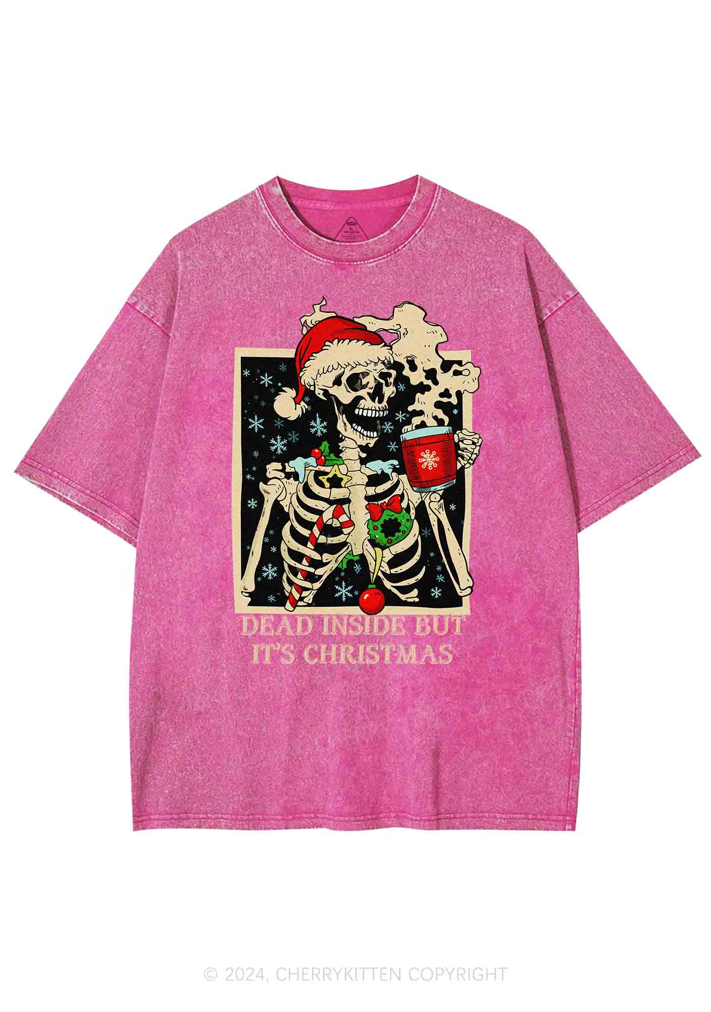 Christmas Dead Inside Y2K Washed Tee Cherrykitten - Image 3