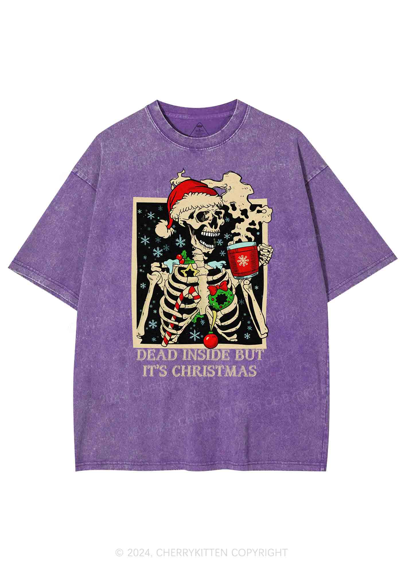 Christmas Dead Inside Y2K Washed Tee Cherrykitten - Image 4