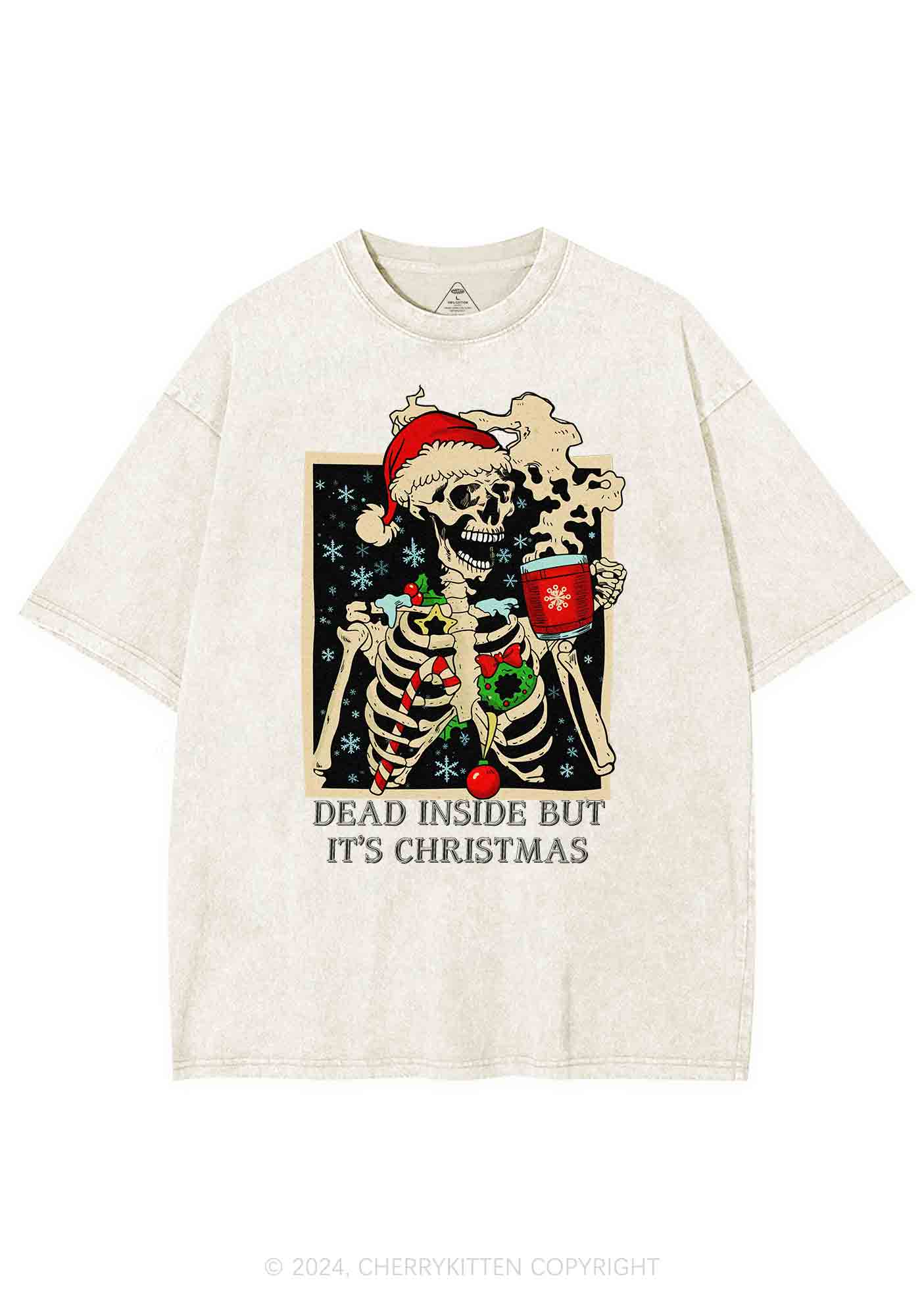 Christmas Dead Inside Y2K Washed Tee Cherrykitten - Image 5