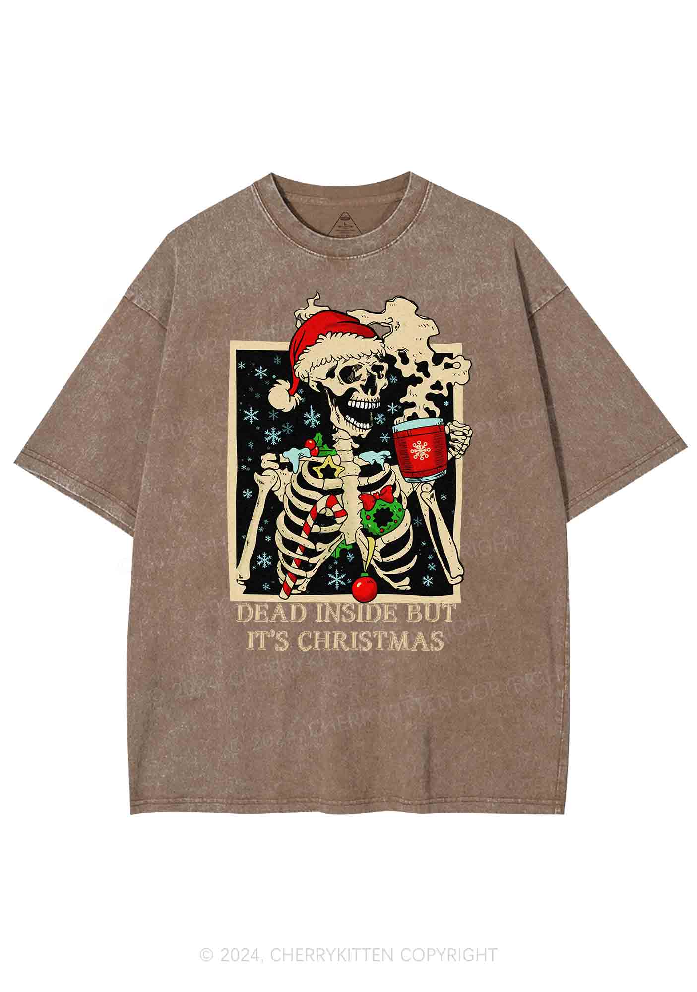 Christmas Dead Inside Y2K Washed Tee Cherrykitten - Image 6