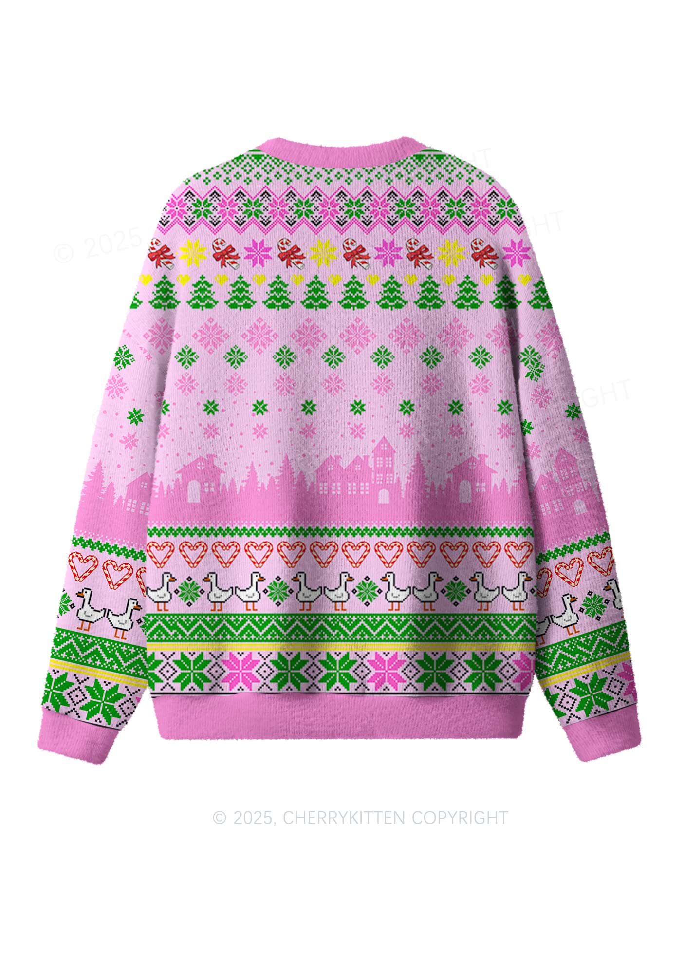 Christmas Ducks Y2K Christmas Knit Sweatshirt Cherrykitten - Image 2