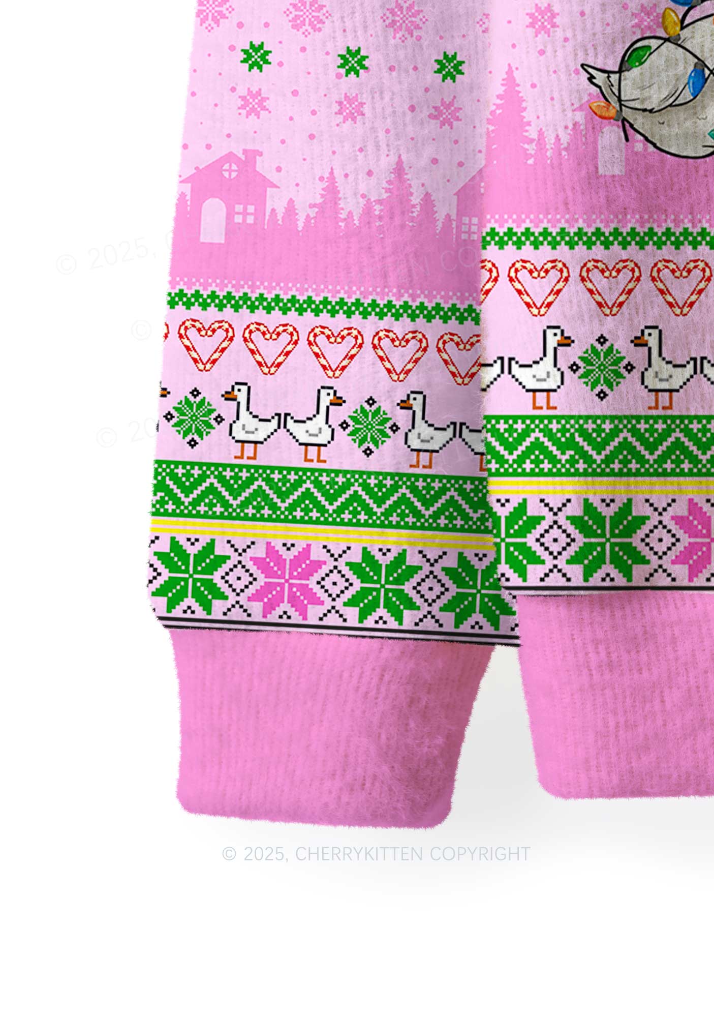 Christmas Ducks Y2K Christmas Knit Sweatshirt Cherrykitten - Image 4