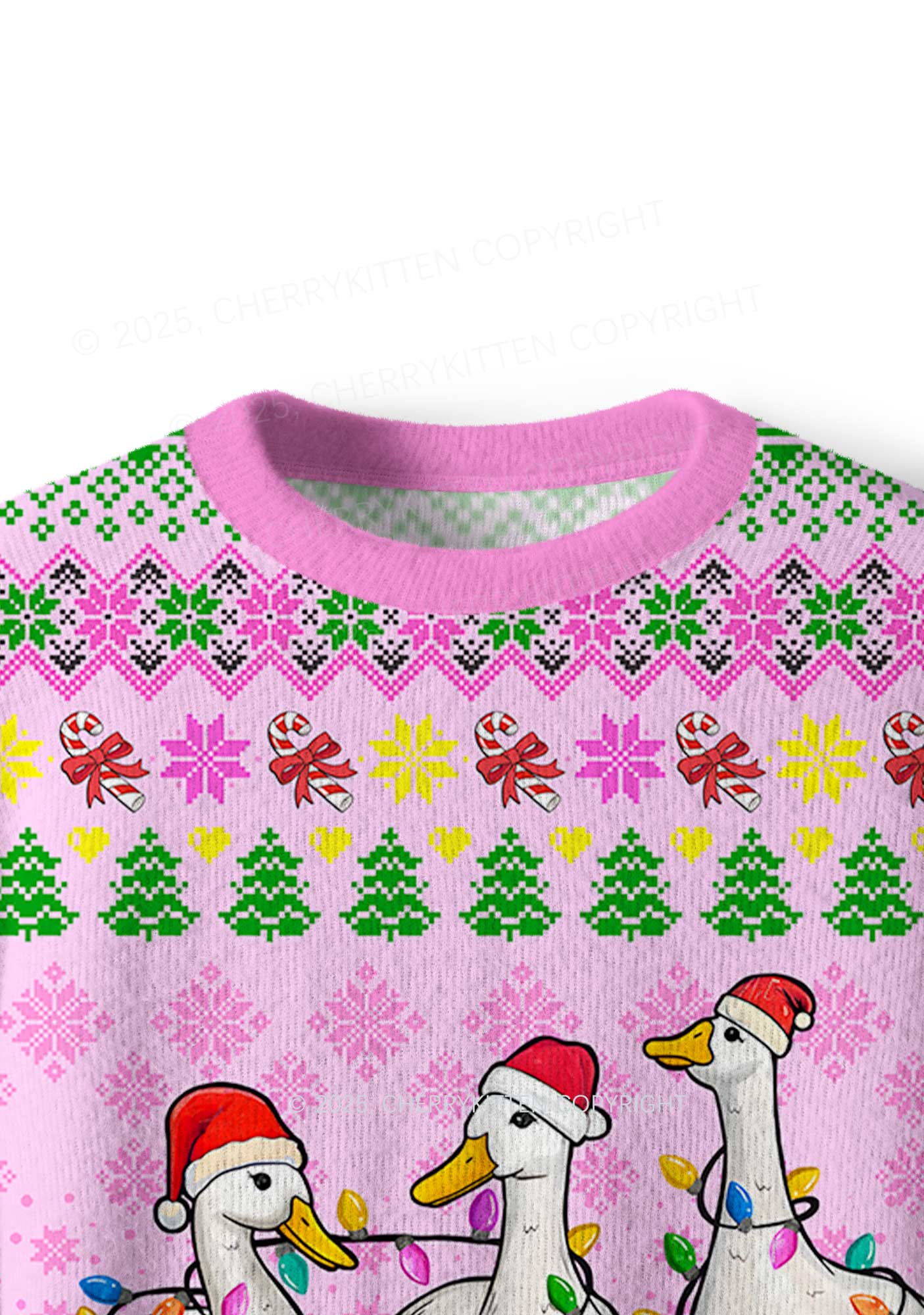 Christmas Ducks Y2K Christmas Knit Sweatshirt Cherrykitten - Image 5