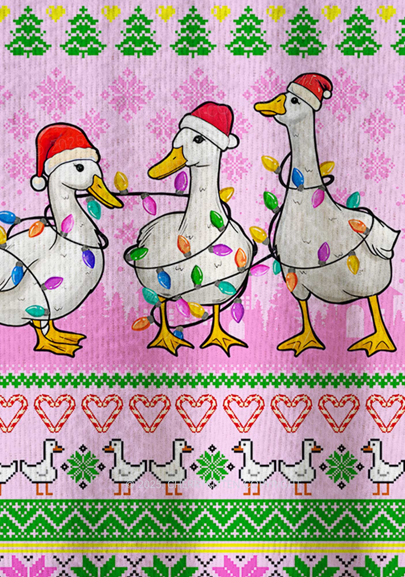 Christmas Ducks Y2K Christmas Knit Sweatshirt Cherrykitten - Image 6