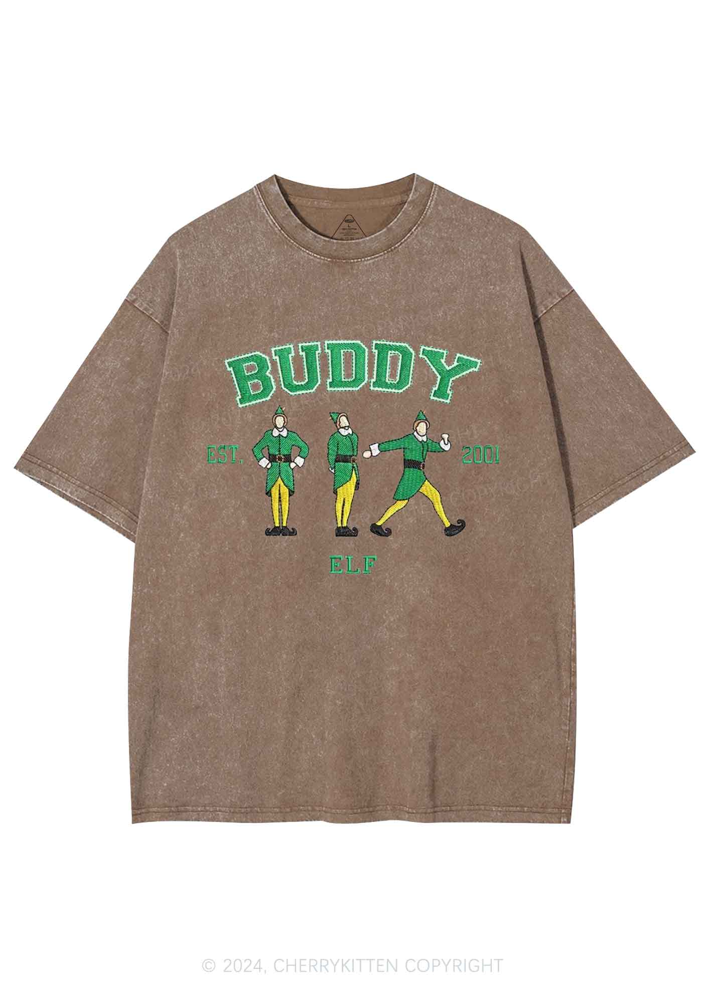 Christmas Elf Buddy Y2K Washed Tee Cherrykitten - Image 7