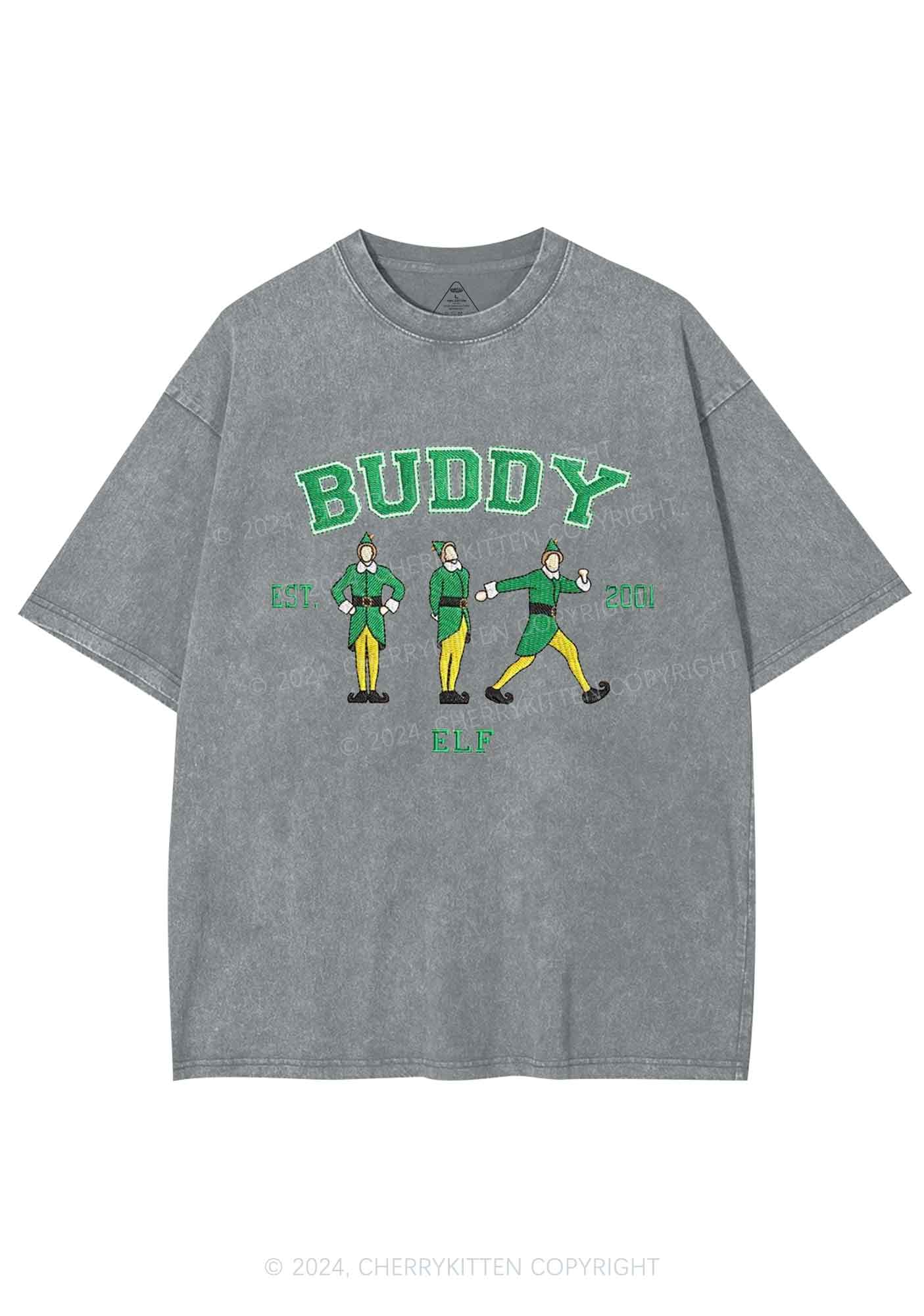 Christmas Elf Buddy Y2K Washed Tee Cherrykitten - Image 8
