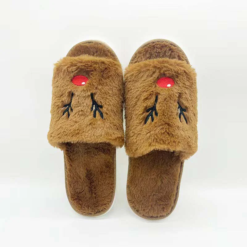 Christmas Elk Plush Slippers - Image 5