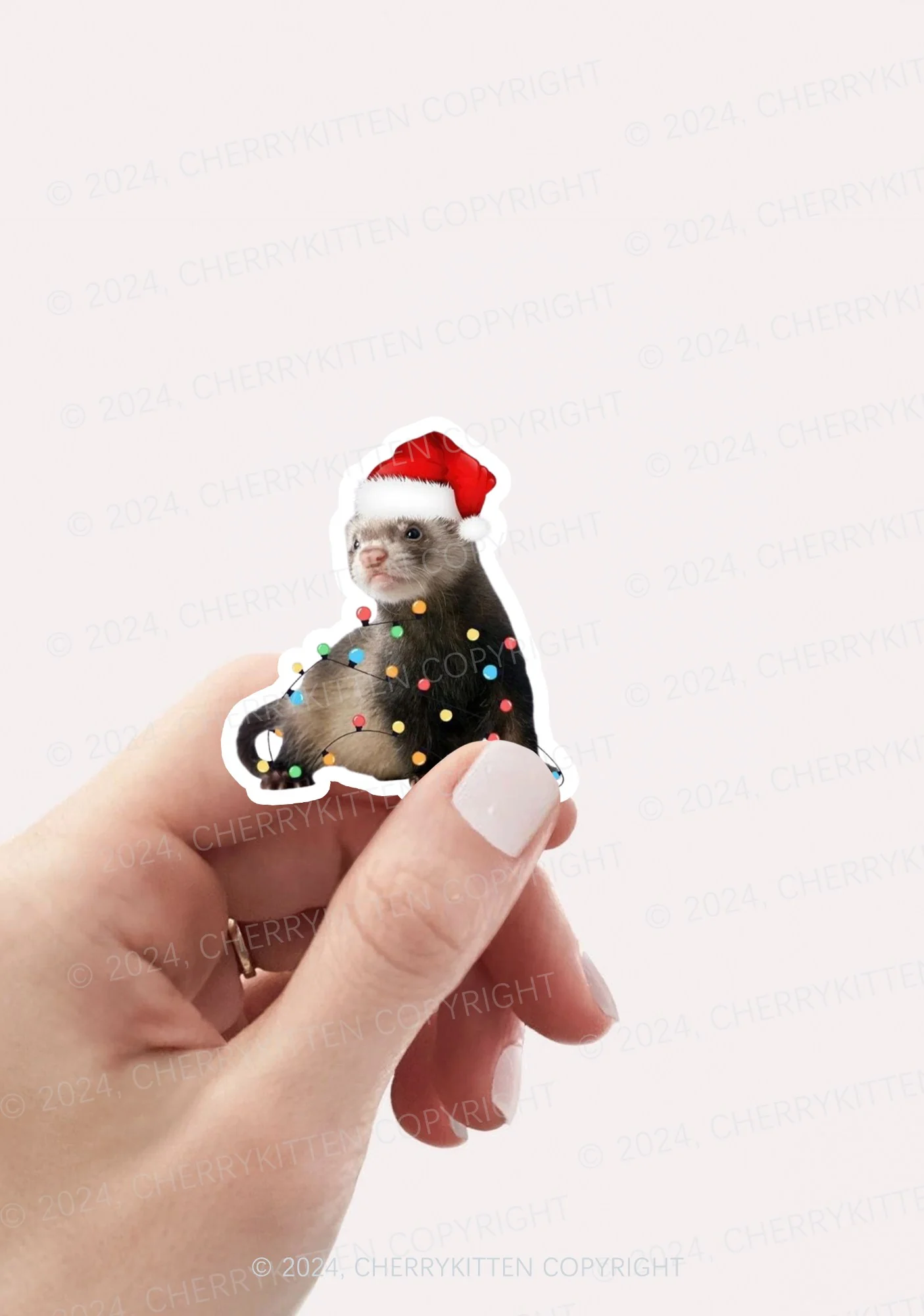 Christmas Ferret Lights 1Pc Y2K Sticker Cherrykitten - Image 2