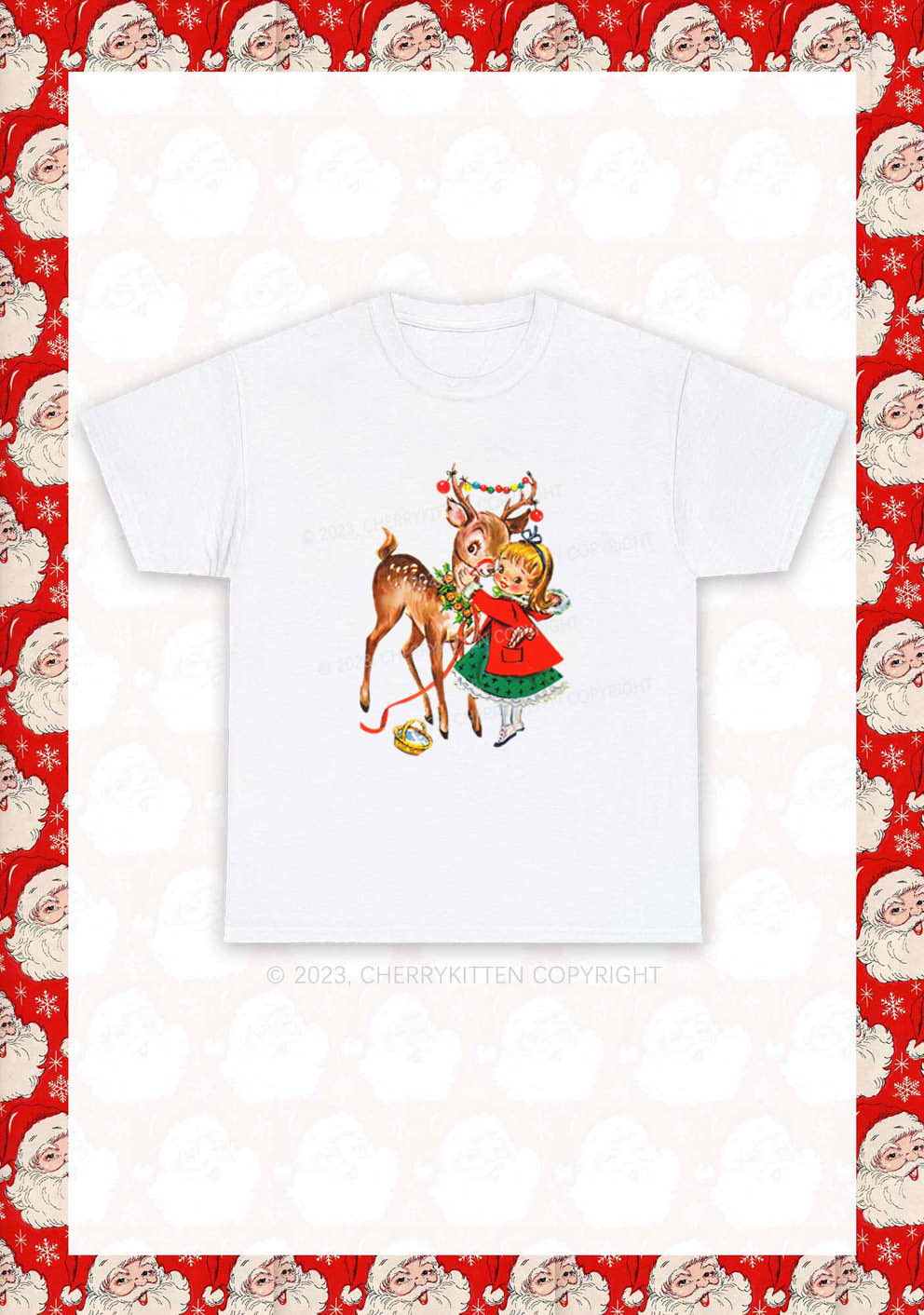 Christmas Girl and Reindeer Y2K Chunky Shirt Cherrykitten - Image 3