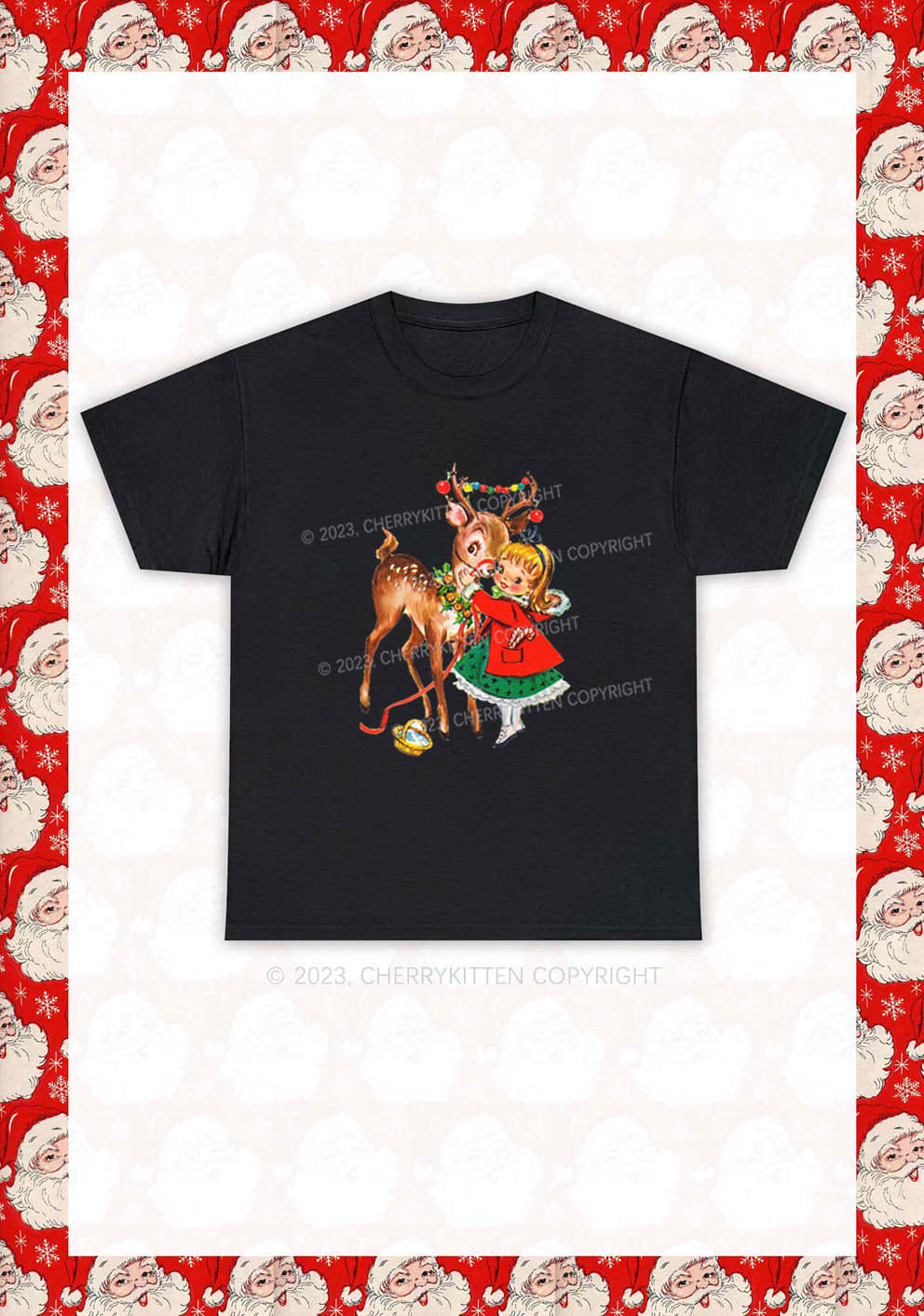 Christmas Girl and Reindeer Y2K Chunky Shirt Cherrykitten - Image 4