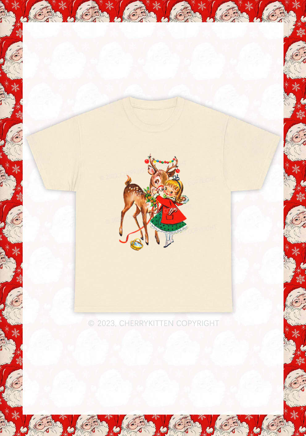 Christmas Girl and Reindeer Y2K Chunky Shirt Cherrykitten - Image 5