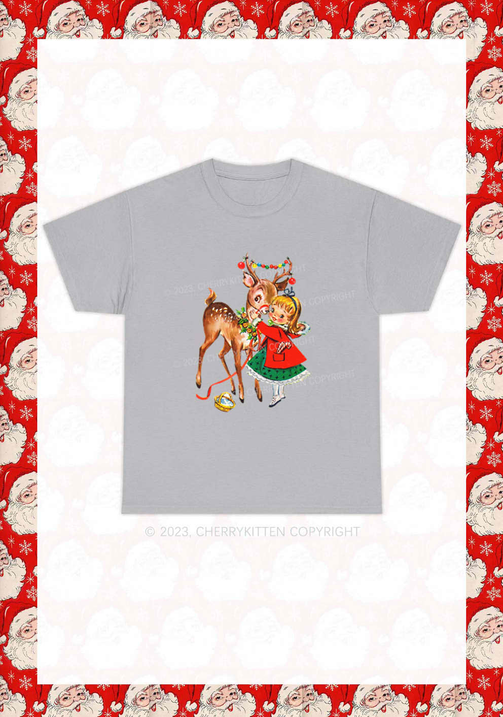 Christmas Girl and Reindeer Y2K Chunky Shirt Cherrykitten - Image 6