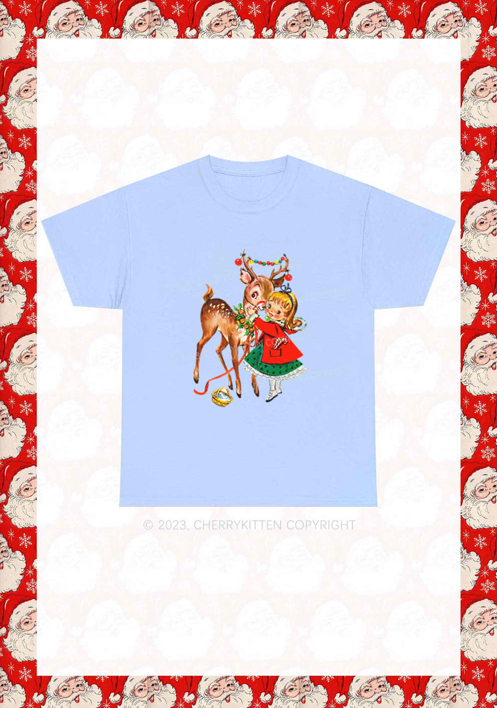 Christmas Girl and Reindeer Y2K Chunky Shirt Cherrykitten - Image 7