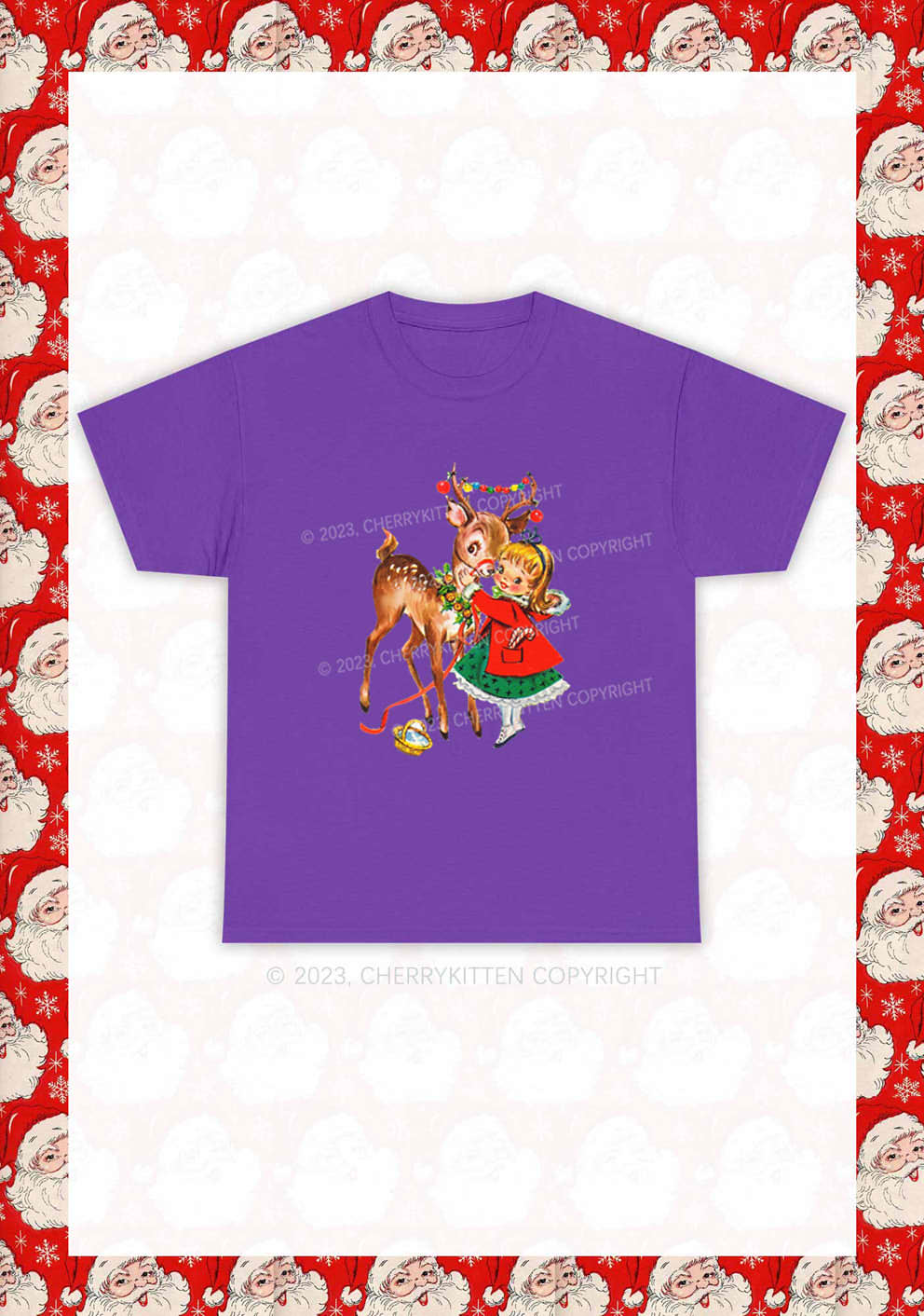 Christmas Girl and Reindeer Y2K Chunky Shirt Cherrykitten - Image 8