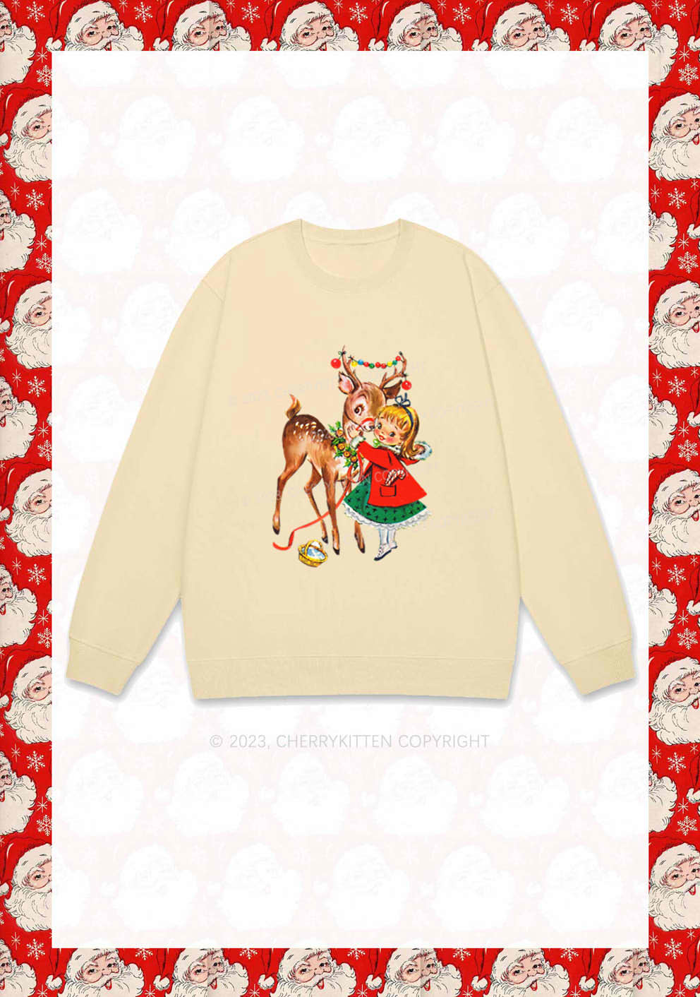 Christmas Girl and Reindeer Y2K Sweatshirt Cherrykitten - Image 4