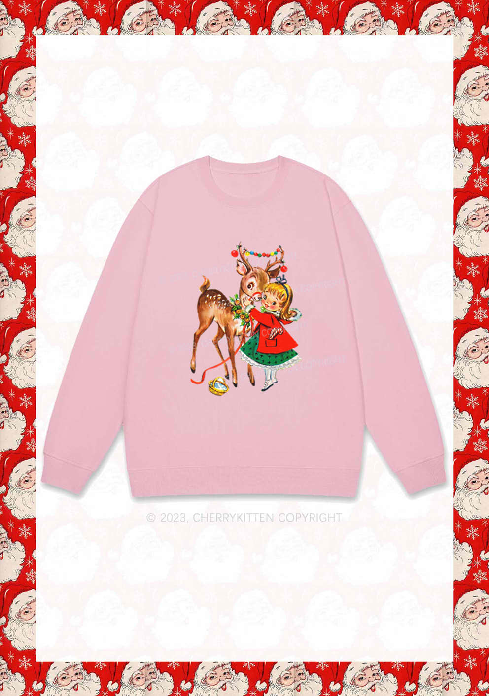Christmas Girl and Reindeer Y2K Sweatshirt Cherrykitten - Image 5