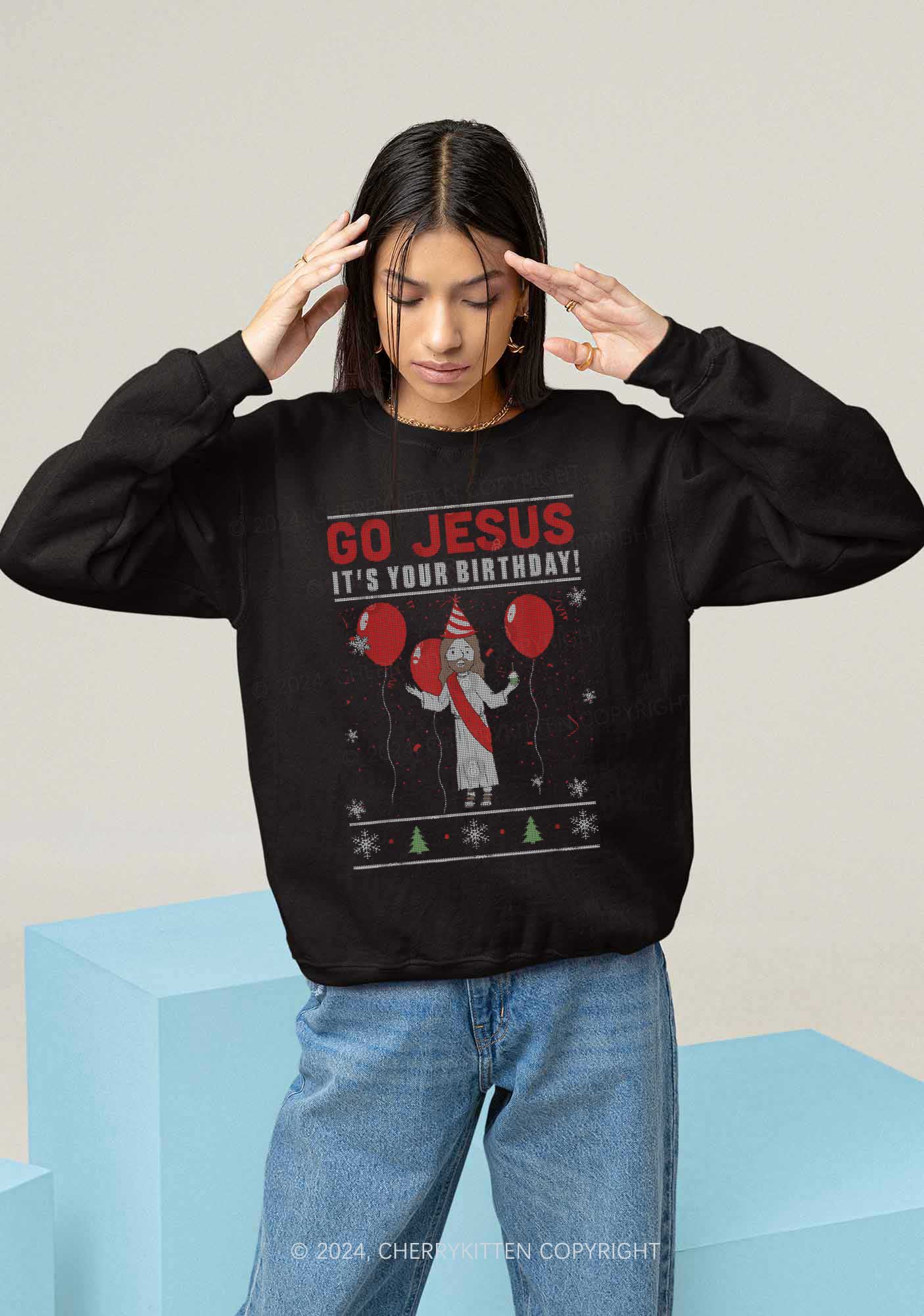 Christmas Go Jesus Y2K Sweatshirt Cherrykitten - Image 2