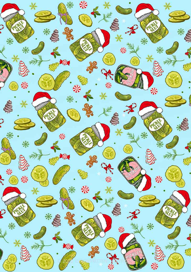Christmas Green Pickle Y2K Print Long Sleeve Pajama Set Cherrykitten - Image 2