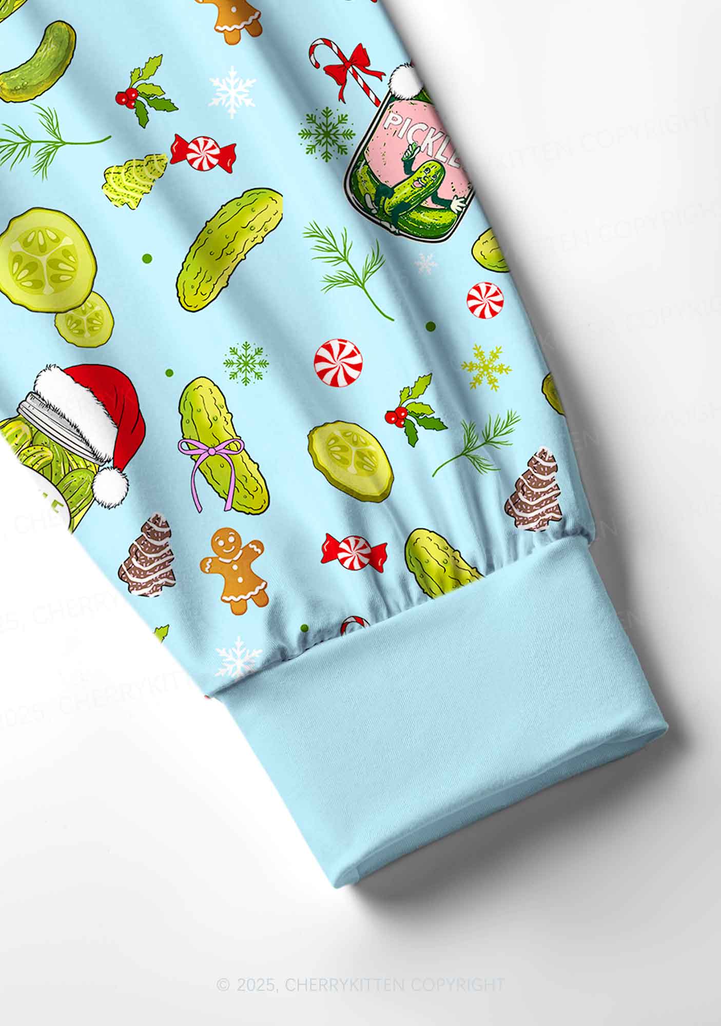 Christmas Green Pickle Y2K Print Long Sleeve Pajama Set Cherrykitten - Image 4