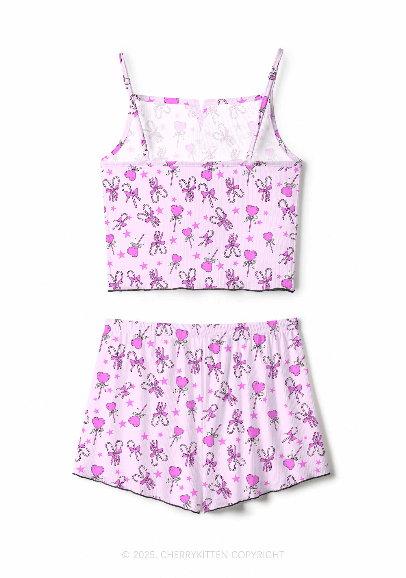 Heart Candy Y2K Print Cami Shorts Pajama Set Cherrykitten - Image 3