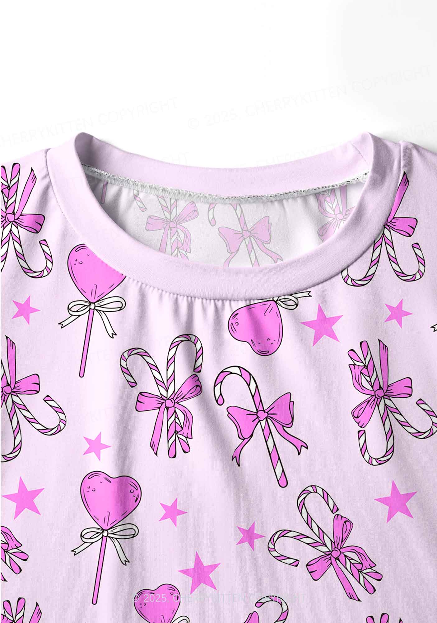 Christmas Heart Candy Y2K Print Long Sleeve Pajama Set Cherrykitten - Image 4
