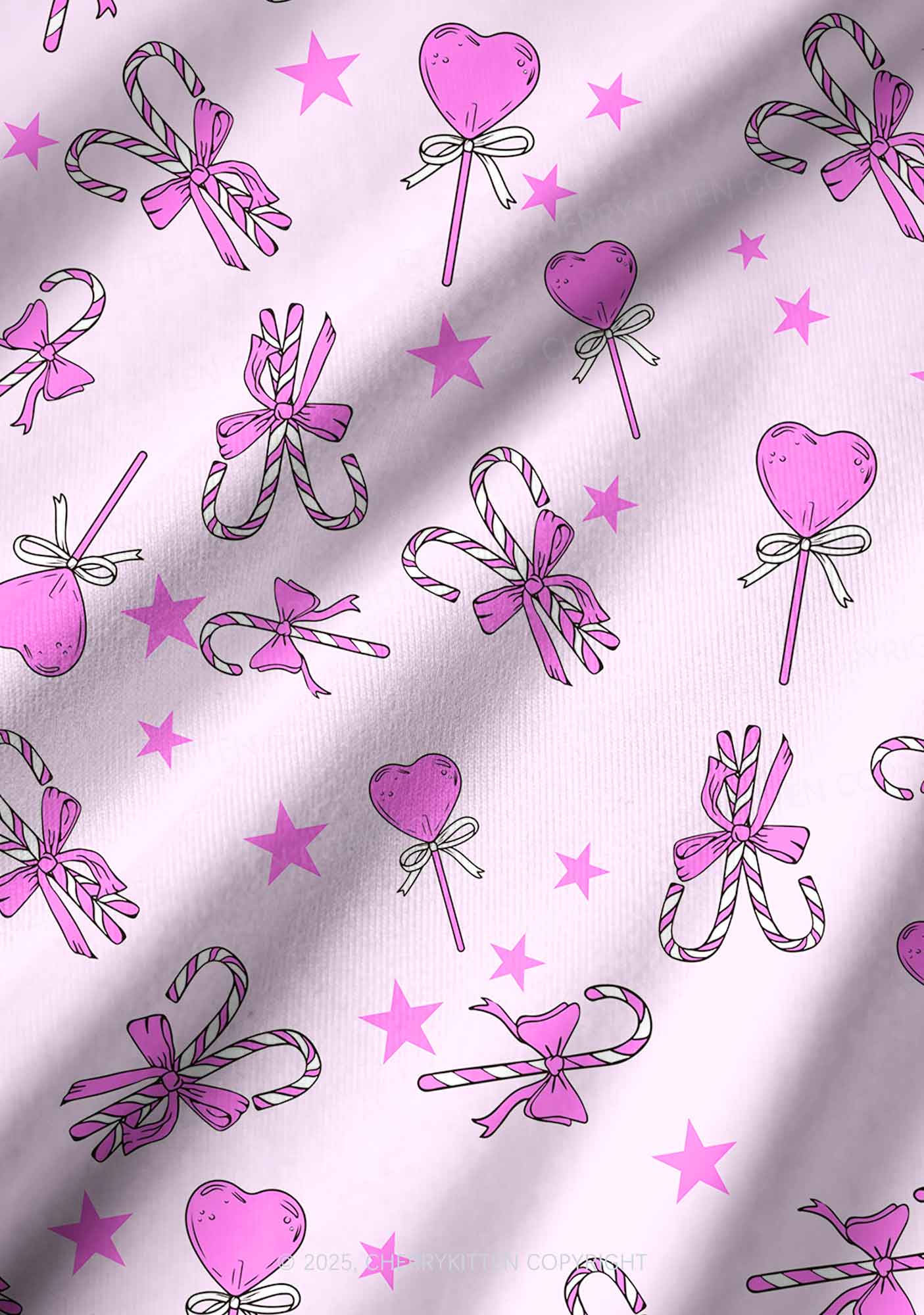 Christmas Heart Candy Y2K Print Long Sleeve Pajama Set Cherrykitten - Image 6
