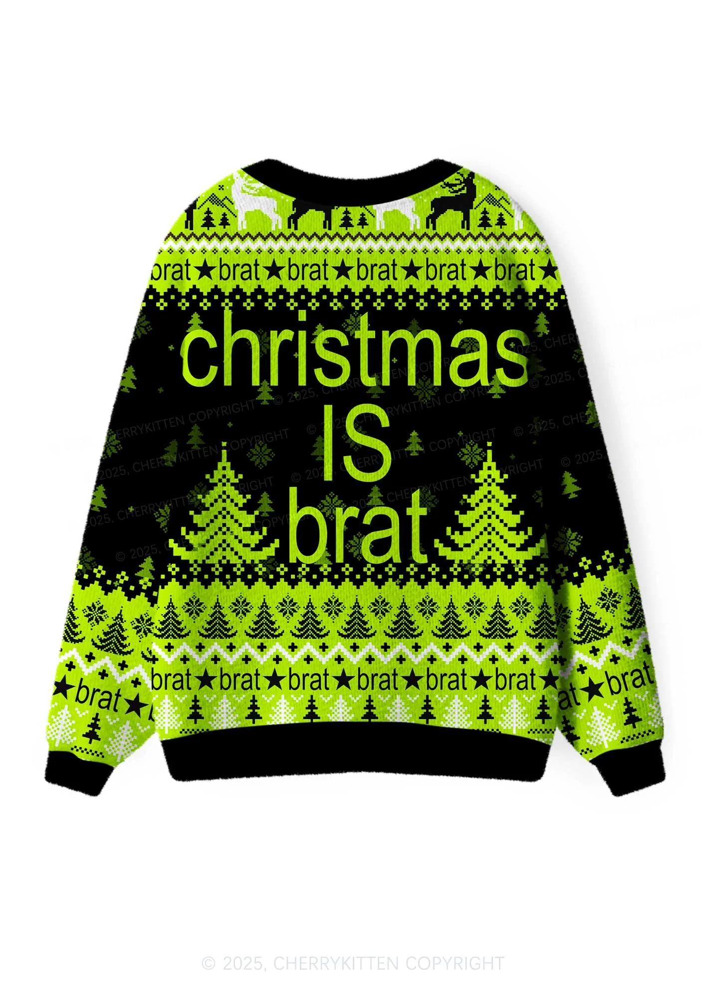 Christmas Is Brat Y2K Christmas Cardigan Knit Sweatshirt Cherrykitten - Image 3
