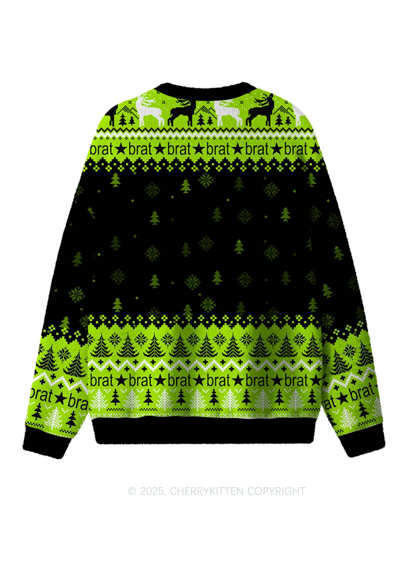 Christmas Is Brat Y2K Christmas Knit Sweatshirt Cherrykitten - Image 2