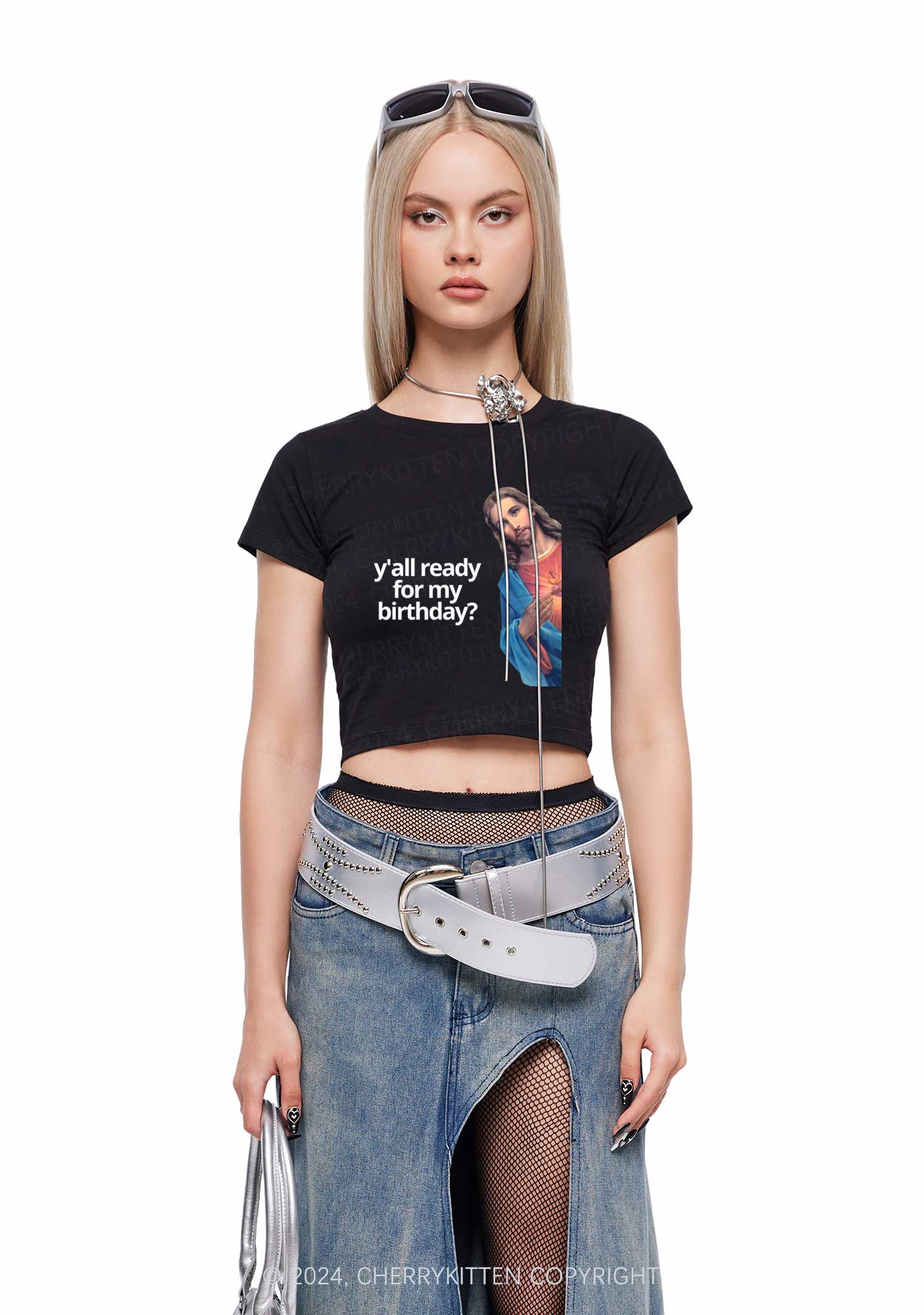 Christmas Jesus Birthday Y2K Baby Tee Cherrykitten - Image 2