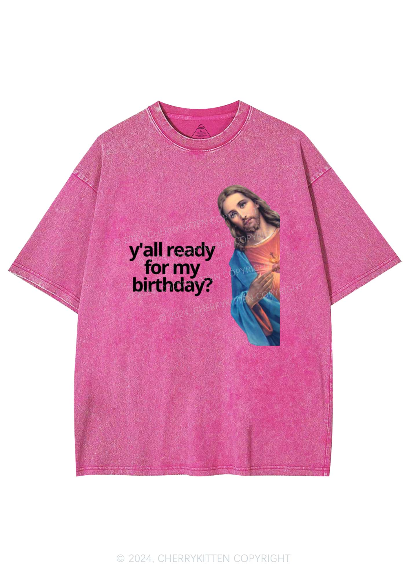 Christmas Jesus Birthday Y2K Washed Tee Cherrykitten - Image 4
